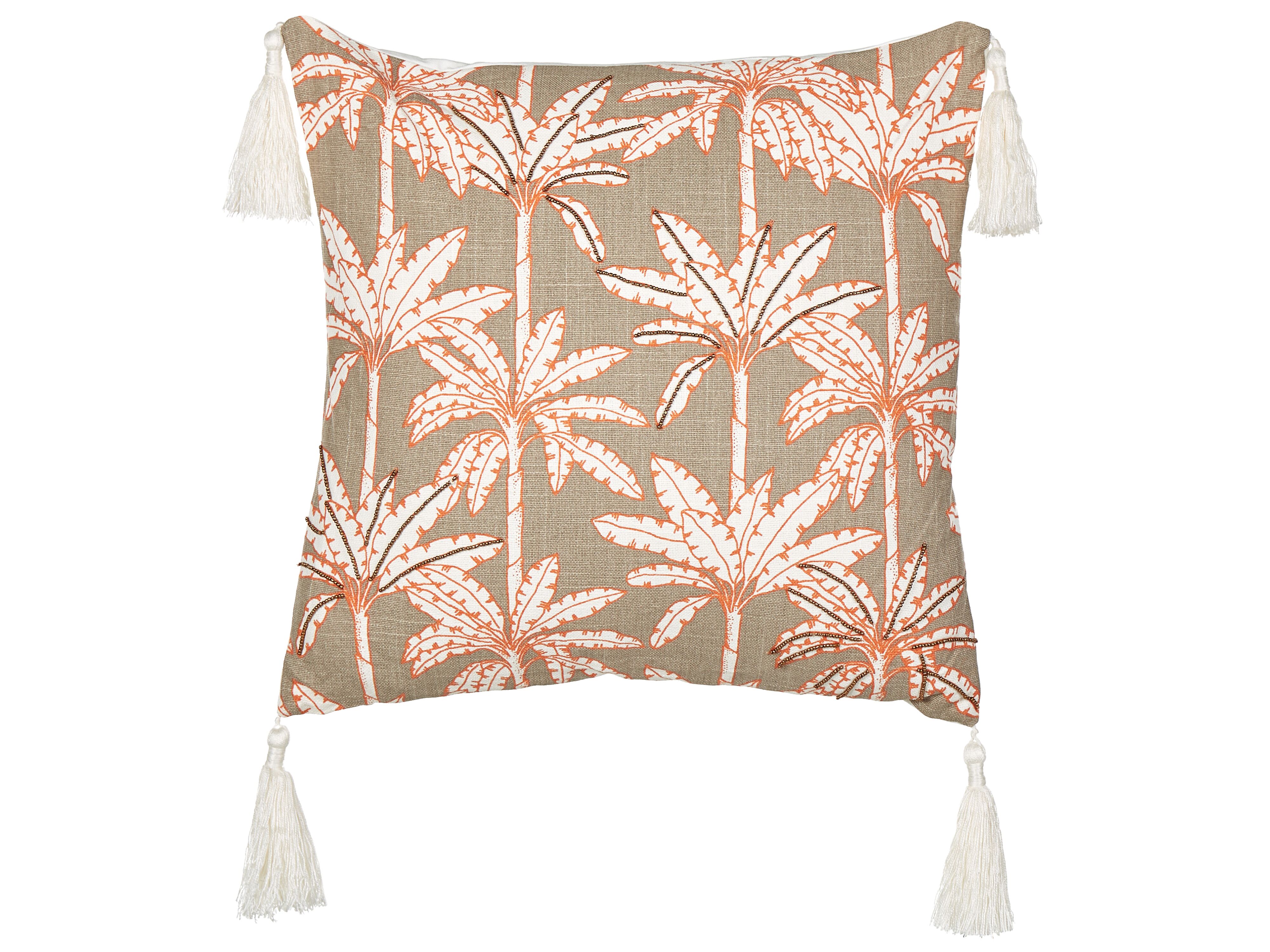 Throw Cushion MELOBESIA Cotton 45 x 45 cm Beige Plant Pattern