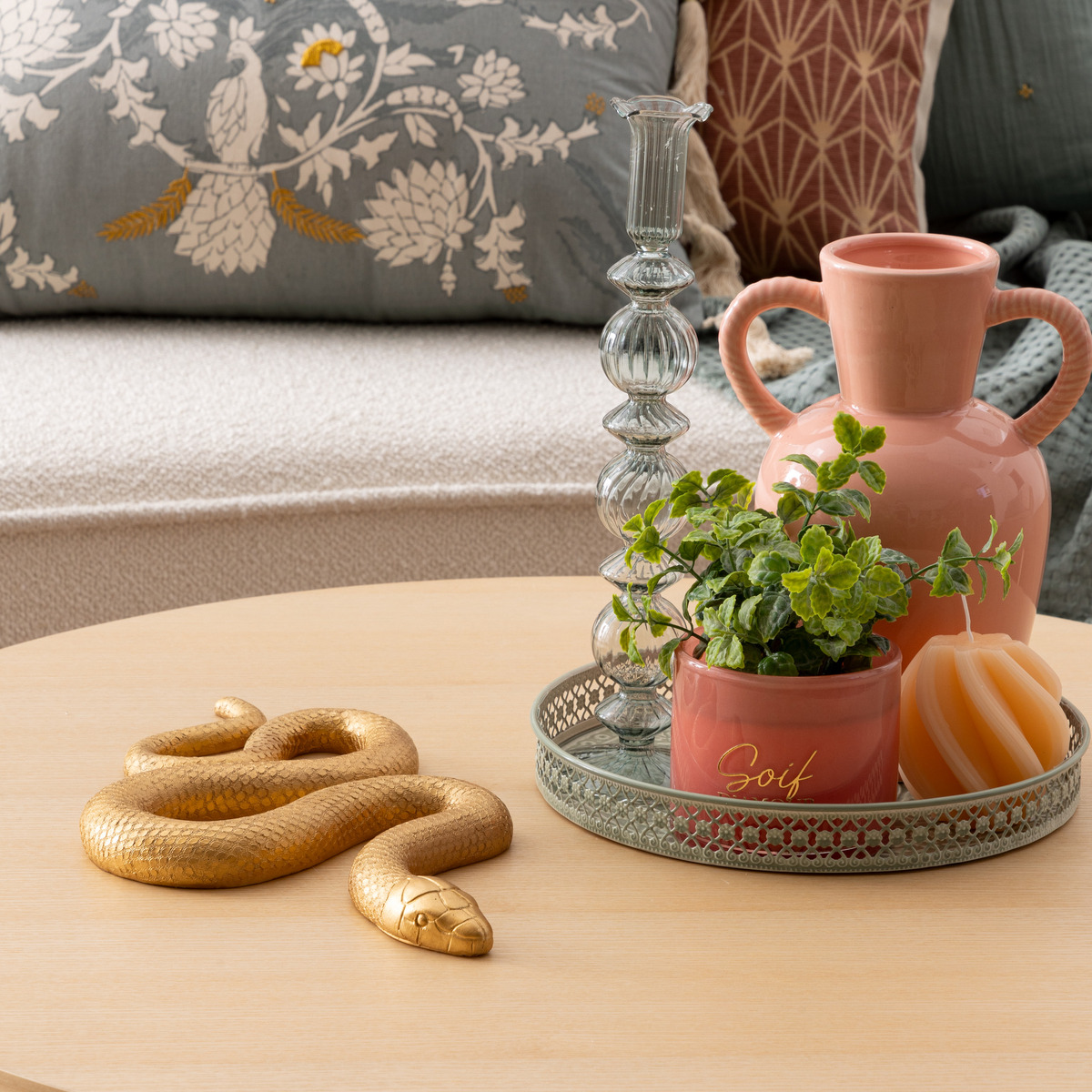 Snake figurine "Wild" Golden, L.35 cm