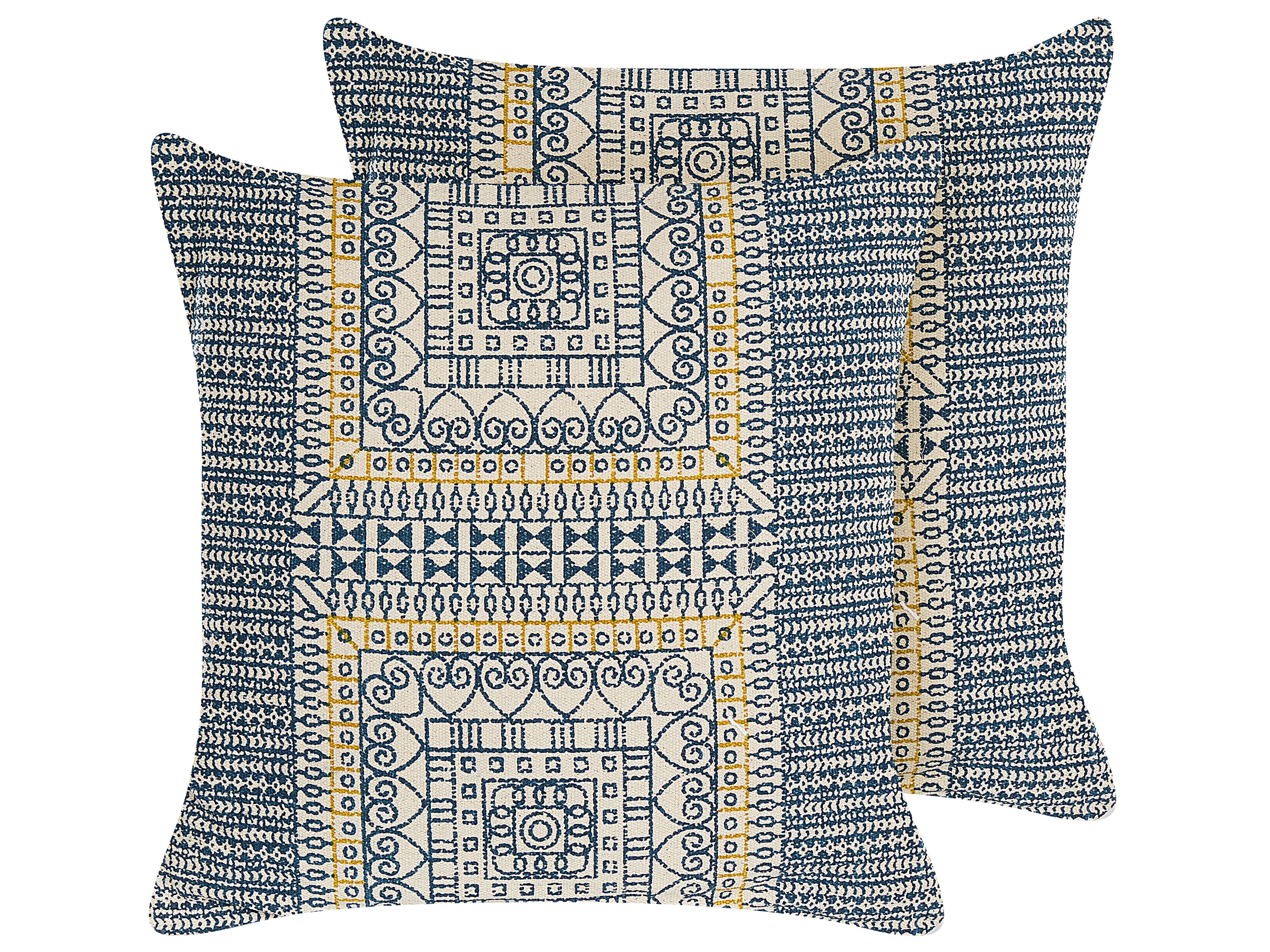 Set of 2 Decorative Cushions SIDI Cotton 50 x 50 cm Blue Geometric Pattern