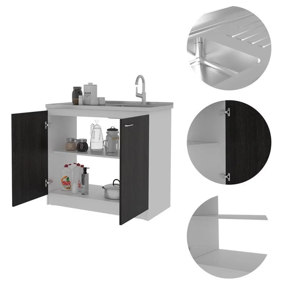 Pemberly Row White Modern Engineered Wood Napoles Utility Sink with Cabinet - Image 7