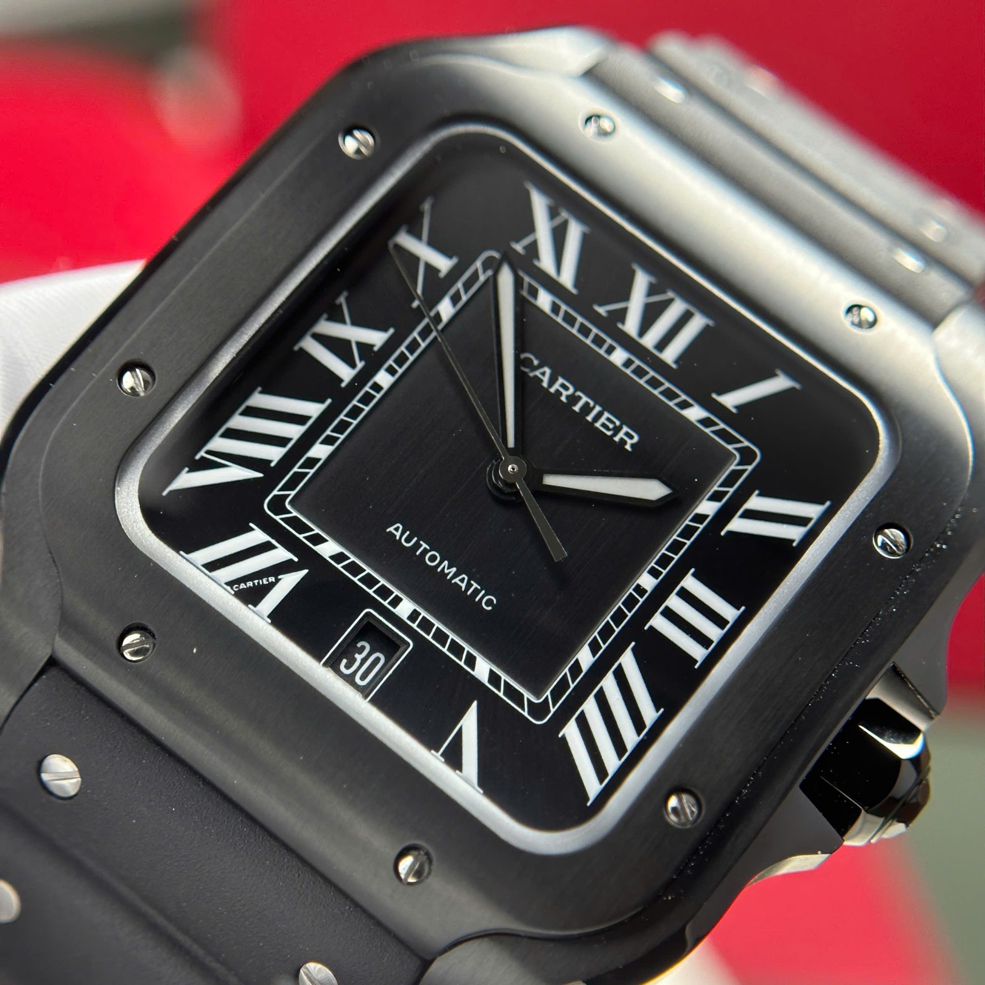 Cartier Santos Black Replica 11 Watch Rubber Strap BV Factory 39.8mm - Top club