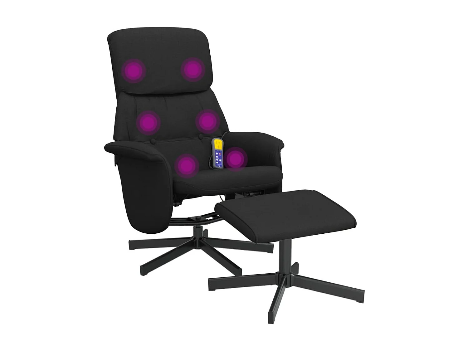 Fauteuil salon-Chaise-Fauteuil de massage inclinable avec repose-pied noir tissu SHL4069
