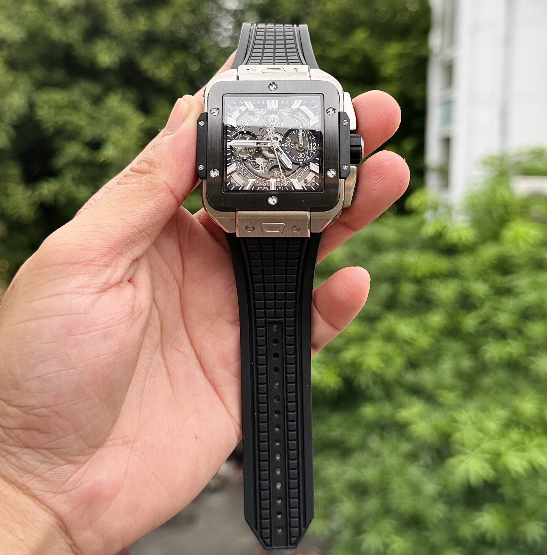 Hublot Best Replica Watch Big Bang Square Titanium Rubber Strap BBF Factory 42mm - Top club