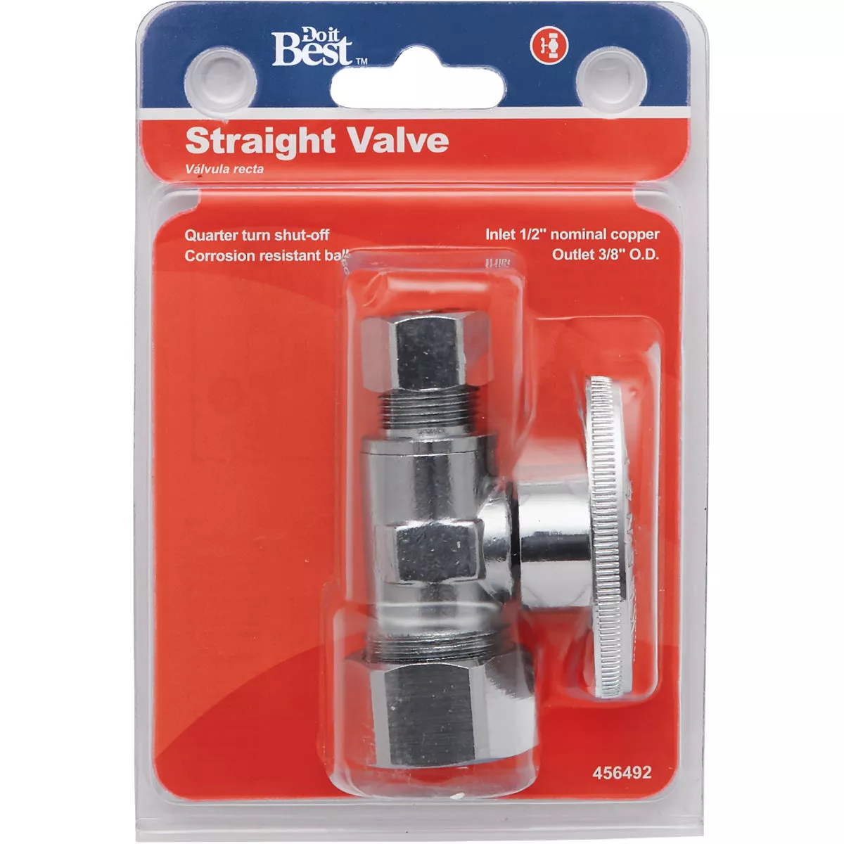 Do it Best 1/2 In. NOM Copper x 3/8 In. OD Quarter Turn Straight Valve