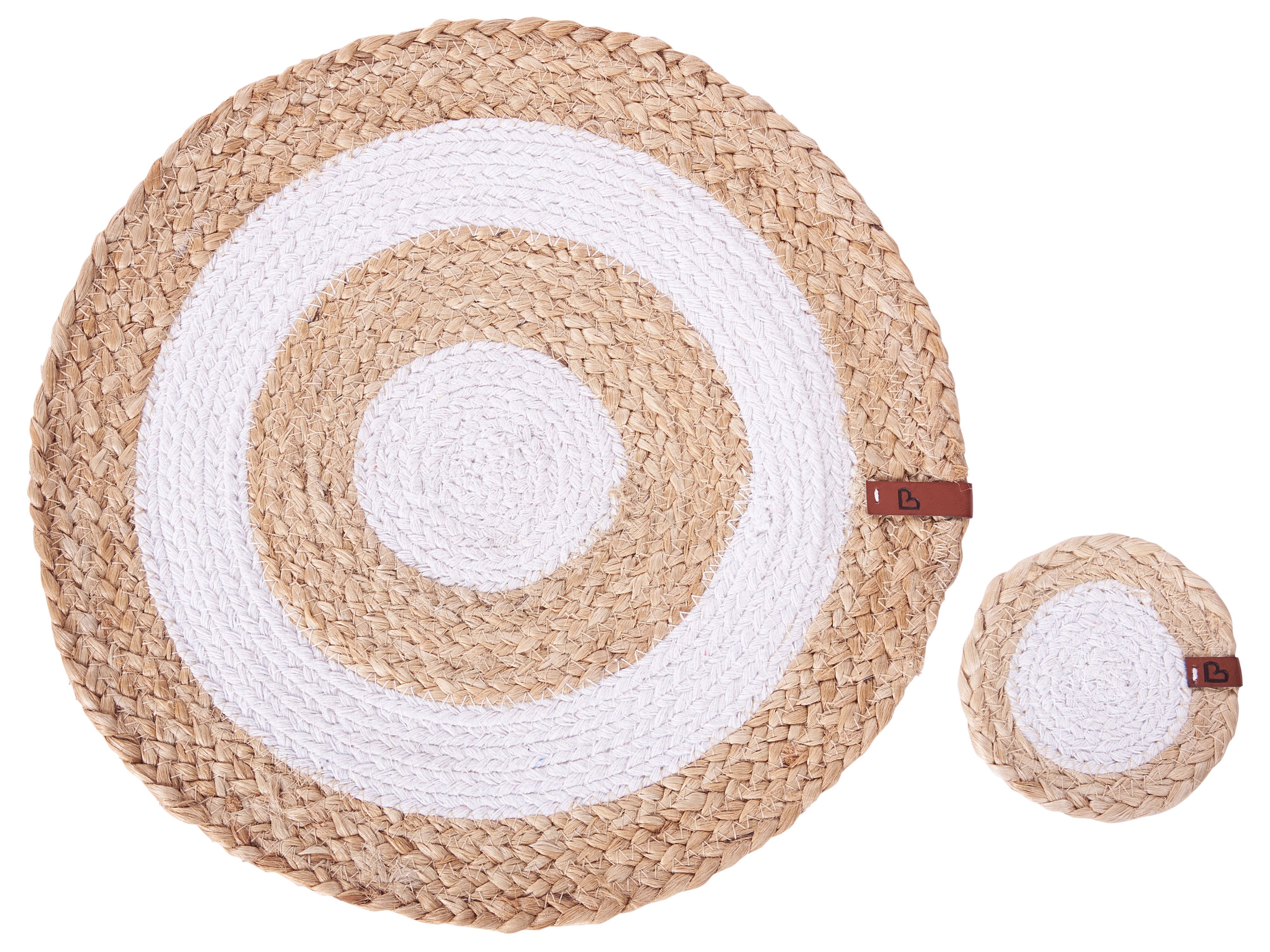 12 Piece Placemats and Coasters Set TUMERIC Natural Jute