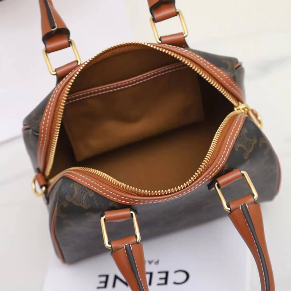 CELINE Small Boston IN Triomphe Canvas and calfskin1:1High-quality replica