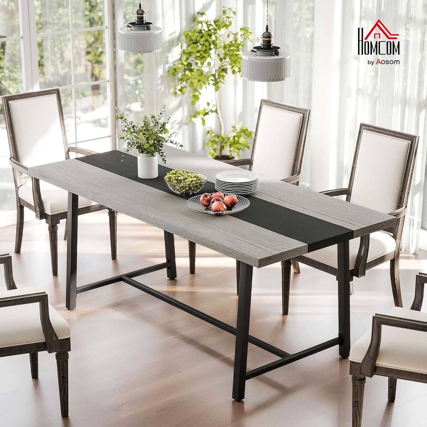 HOMCOM Industrial Dining Table for 8 People, 70.9