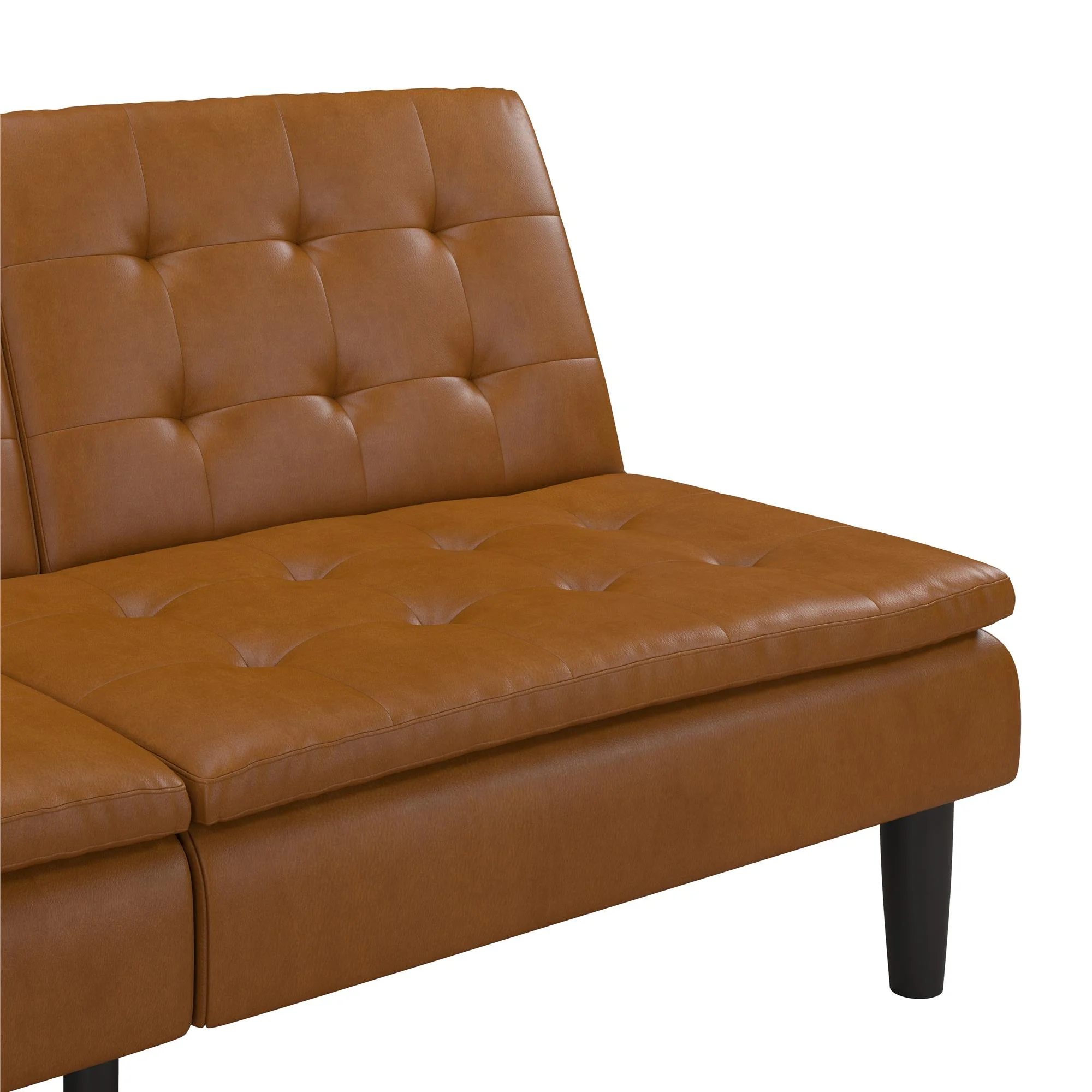 Mainstays Memory Foam 71.5" Futon with Cupholder and USB, Black Faux Leather - Image 46