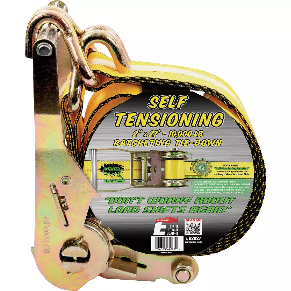 Erickson 2 In. x 27 Ft. Self Tensioning Ratchet Strap with Double 