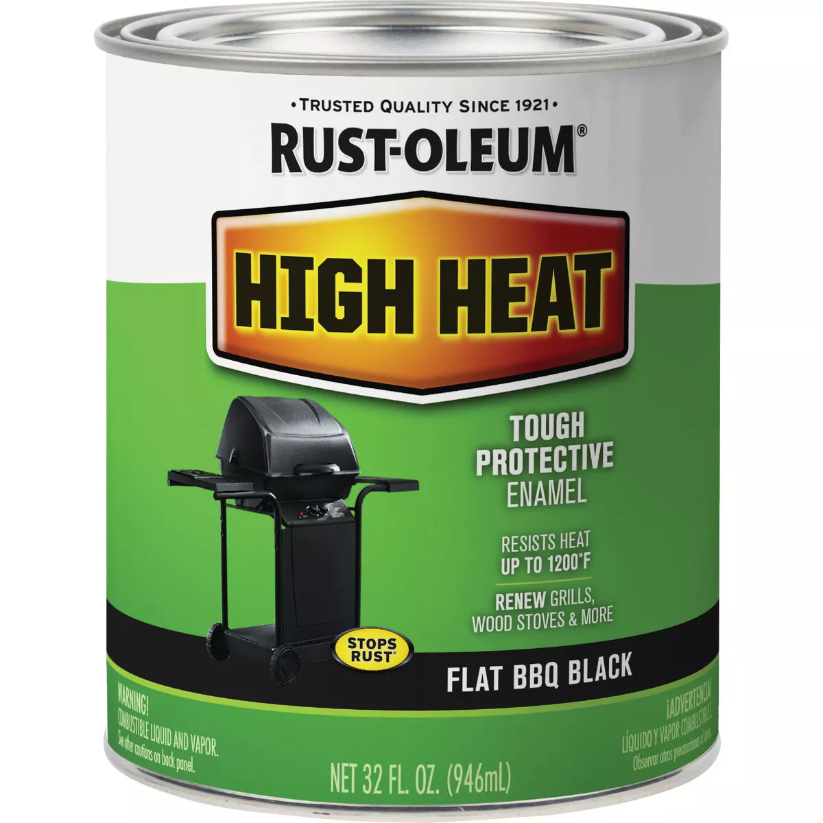 Rust-Oleum Flat High Heat Enamel, BBQ Black, 1 Qt.