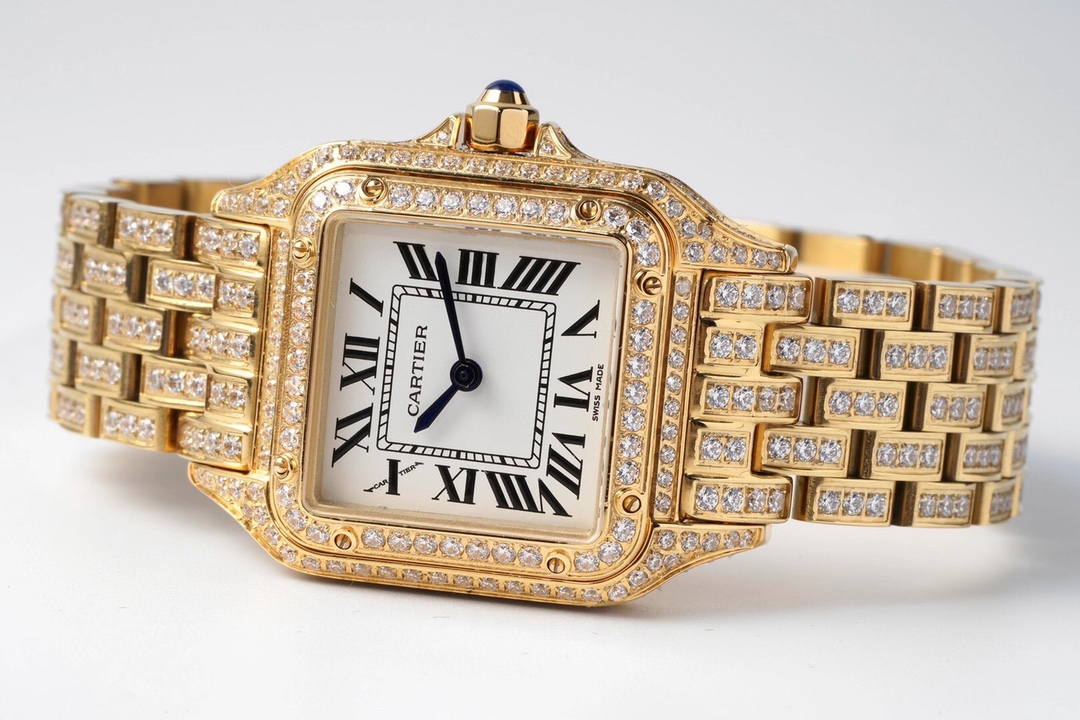 Cartier Cheetah Full of Diamonds Ladies 37MM-Golden(1:1 replica) - Top club