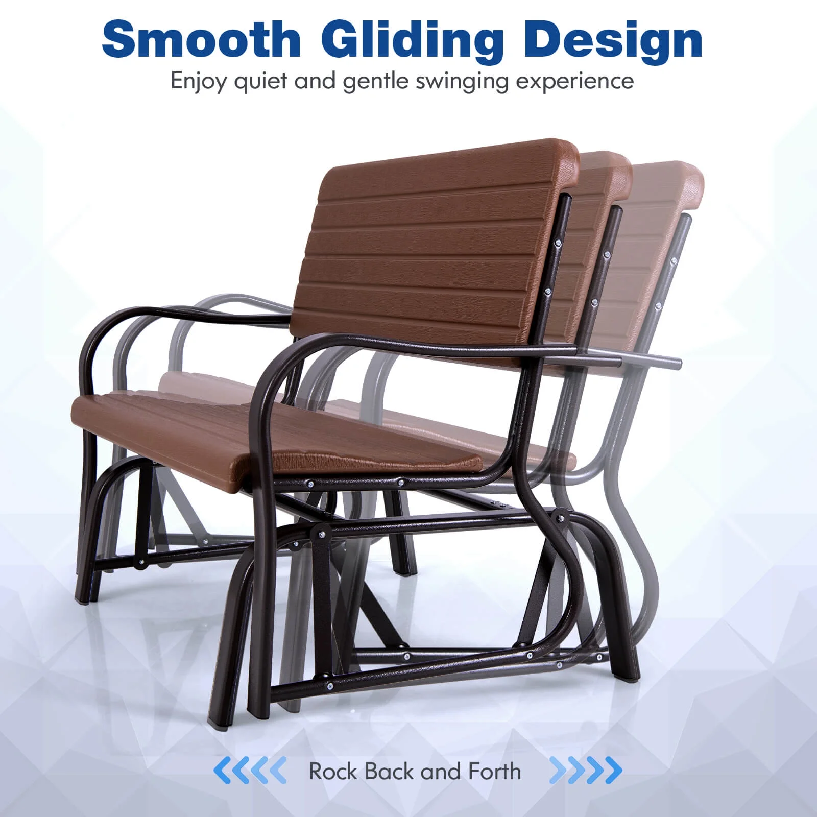 Costway Outdoor Patio Swing Porch Rocker Glider Bench Loveseat Garden Seat Steel - Image 16