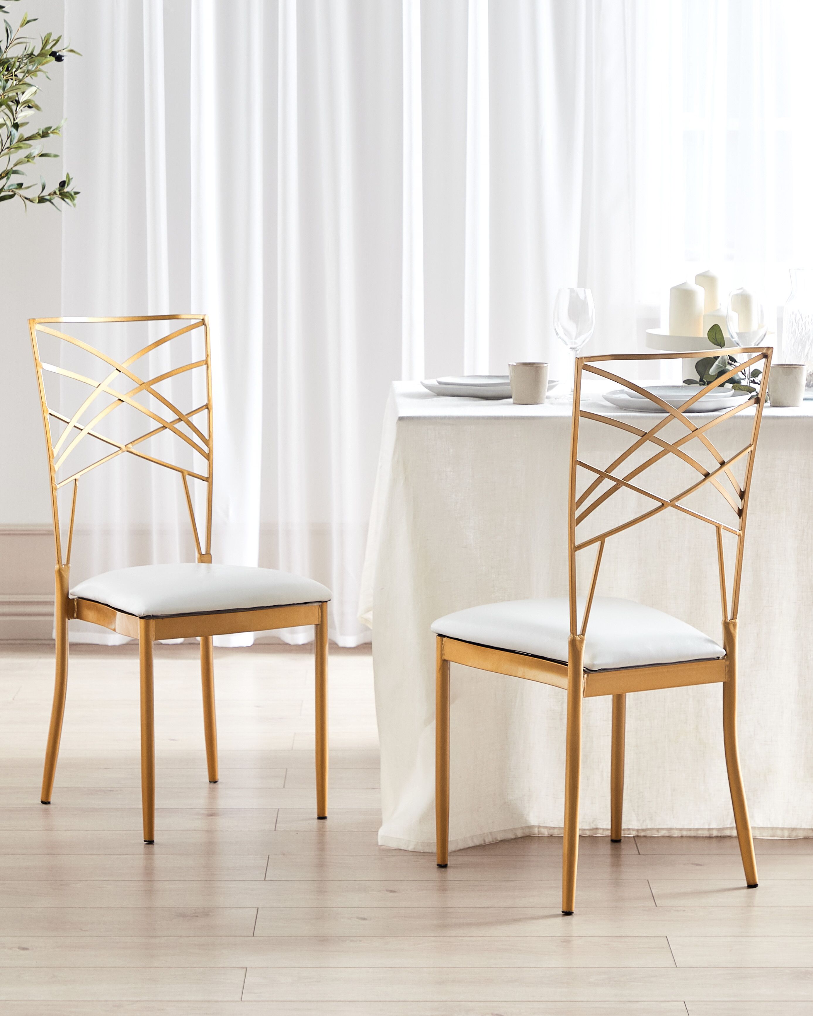 Set of 2 Dining Chairs GIRARD Metal Gold