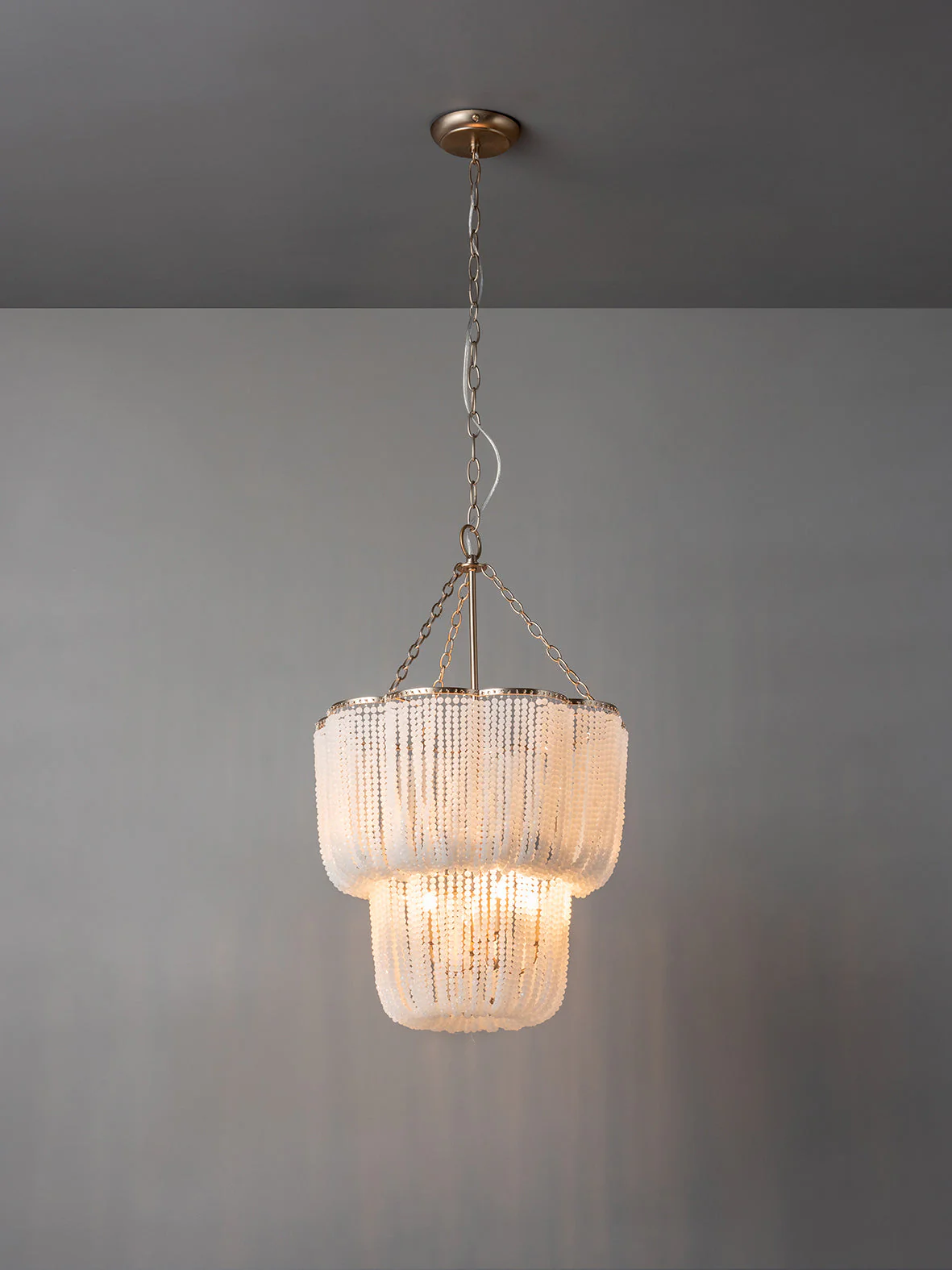 Pello - 4 light white scalloped chandelier