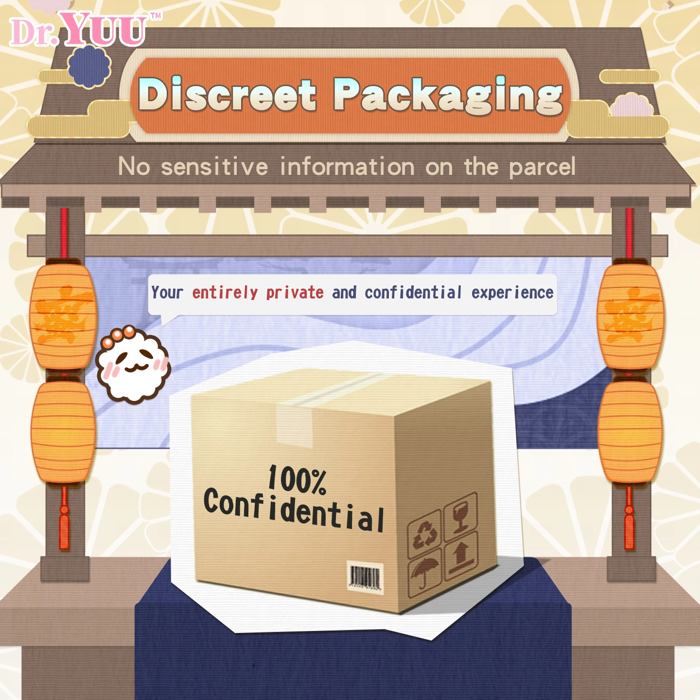 Complete discreet packaging for the Dr.YUU Senba Miri-chan anime sex toy.