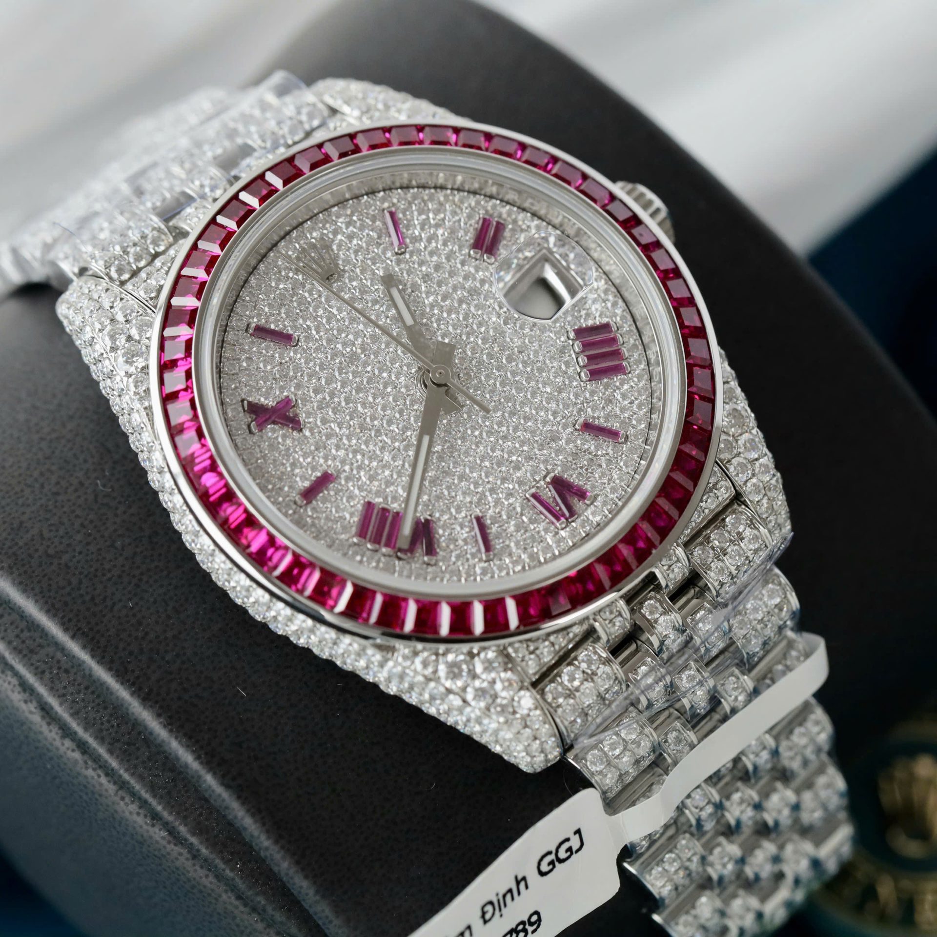 Rolex DateJust Copies Watches Ruby + Diamond Moissanite Custom 41mm - Elite Watch Atelier