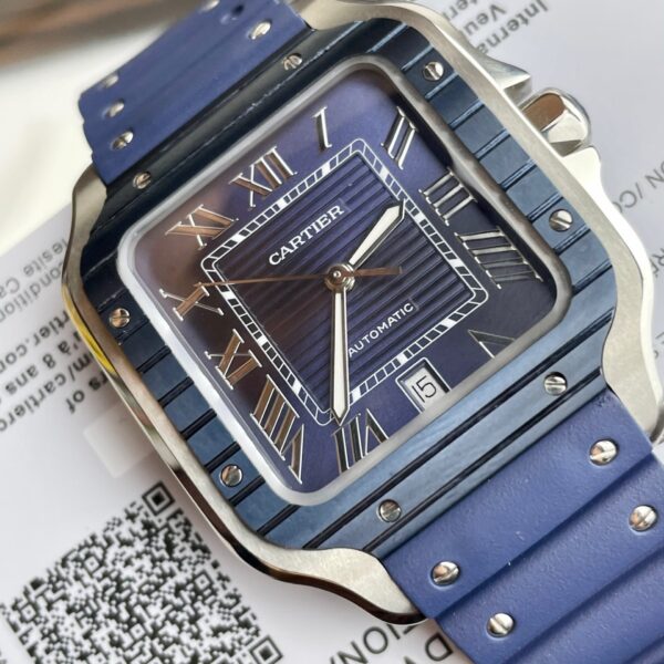 Cartier Replica 1:1 Watch Santos WSSA0030 Blue Dial Rubber Strap 39.8mm - Elite Watch Atelier