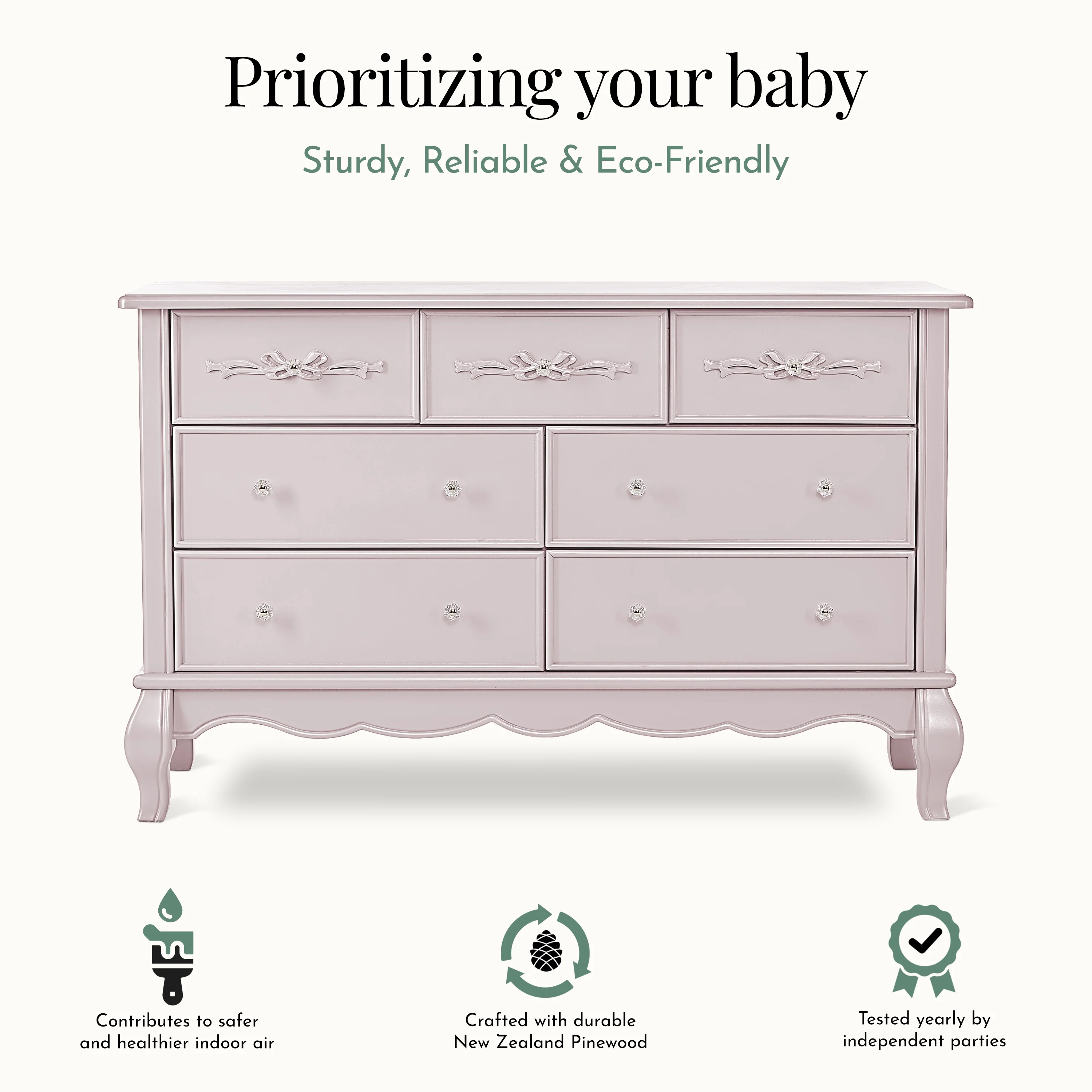 Evolur Aurora 7-Drawer Double Dresser in Ivory Lace, Spacious Drawers - Image 30