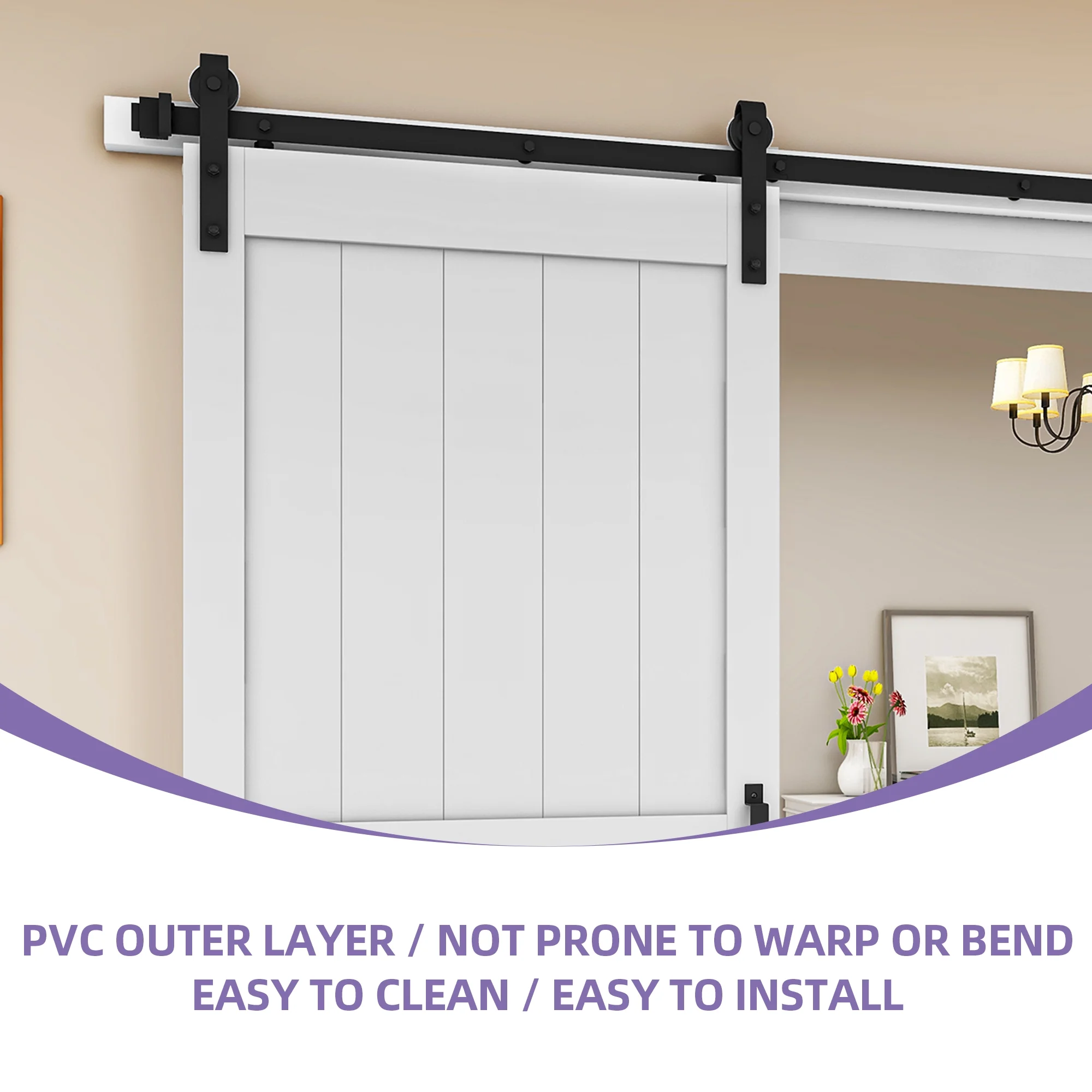 Uforic 48" x 84" Silding Barn Door,with Hardware Kit Rail,and Handle,Pulleys, Gray - Image 20