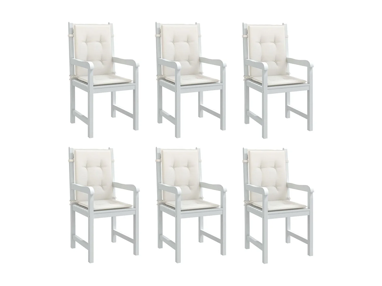Coussins de chaise à dossier bas lot de 6 crème mélangé tissu