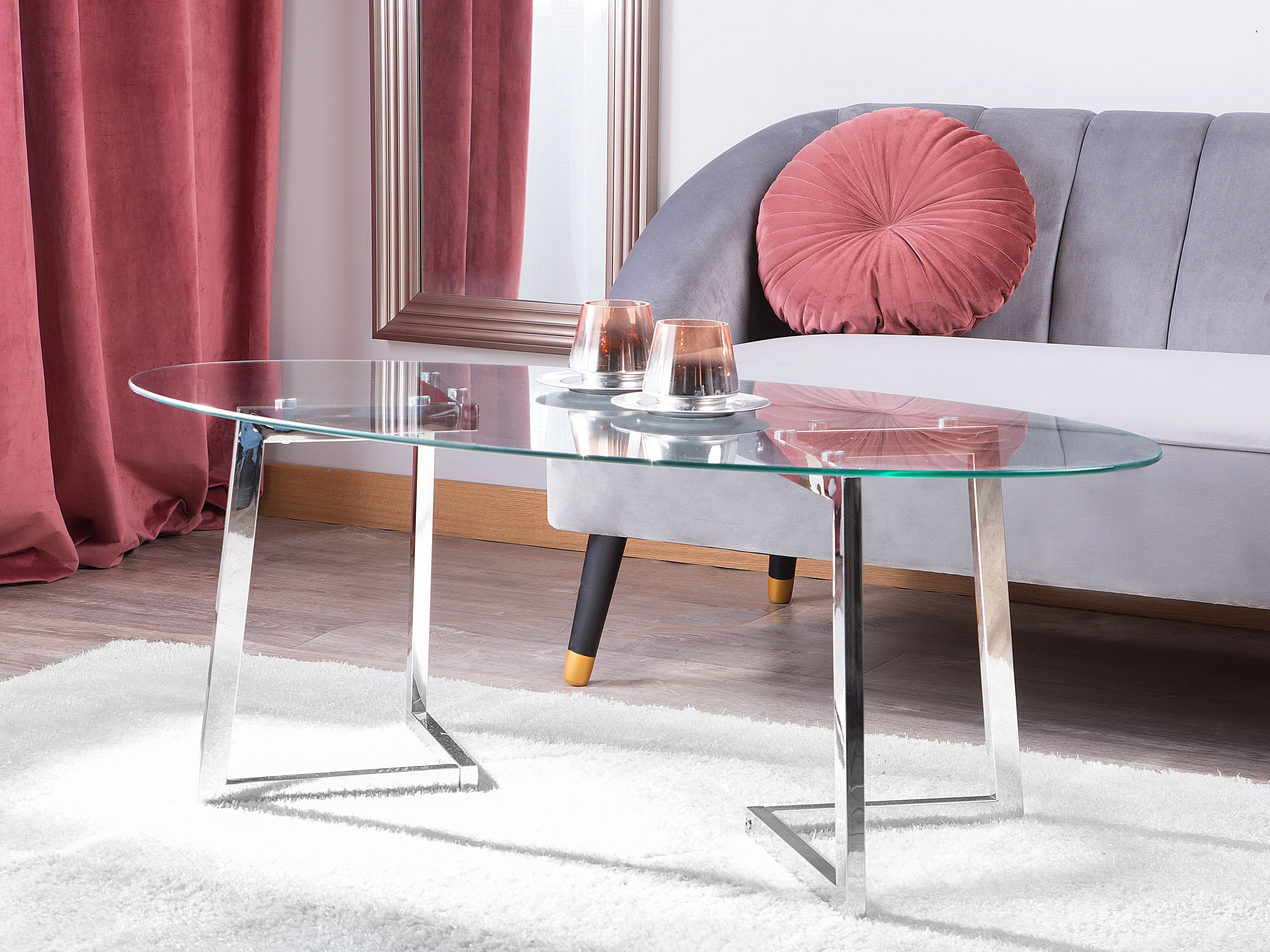 Coffee Table FRESNO Glass Silver
