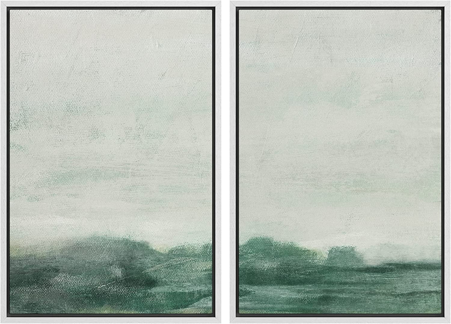 IDEA4WALL Framed Canvas Print Wall Art Set of 2 Watercolor Pastel Duotone Tan Landscape Abstract Modern Art Multicolor Contemporary Artwork for Bedroom, Office - 16"x24"x2 Panels Natural - Image 24