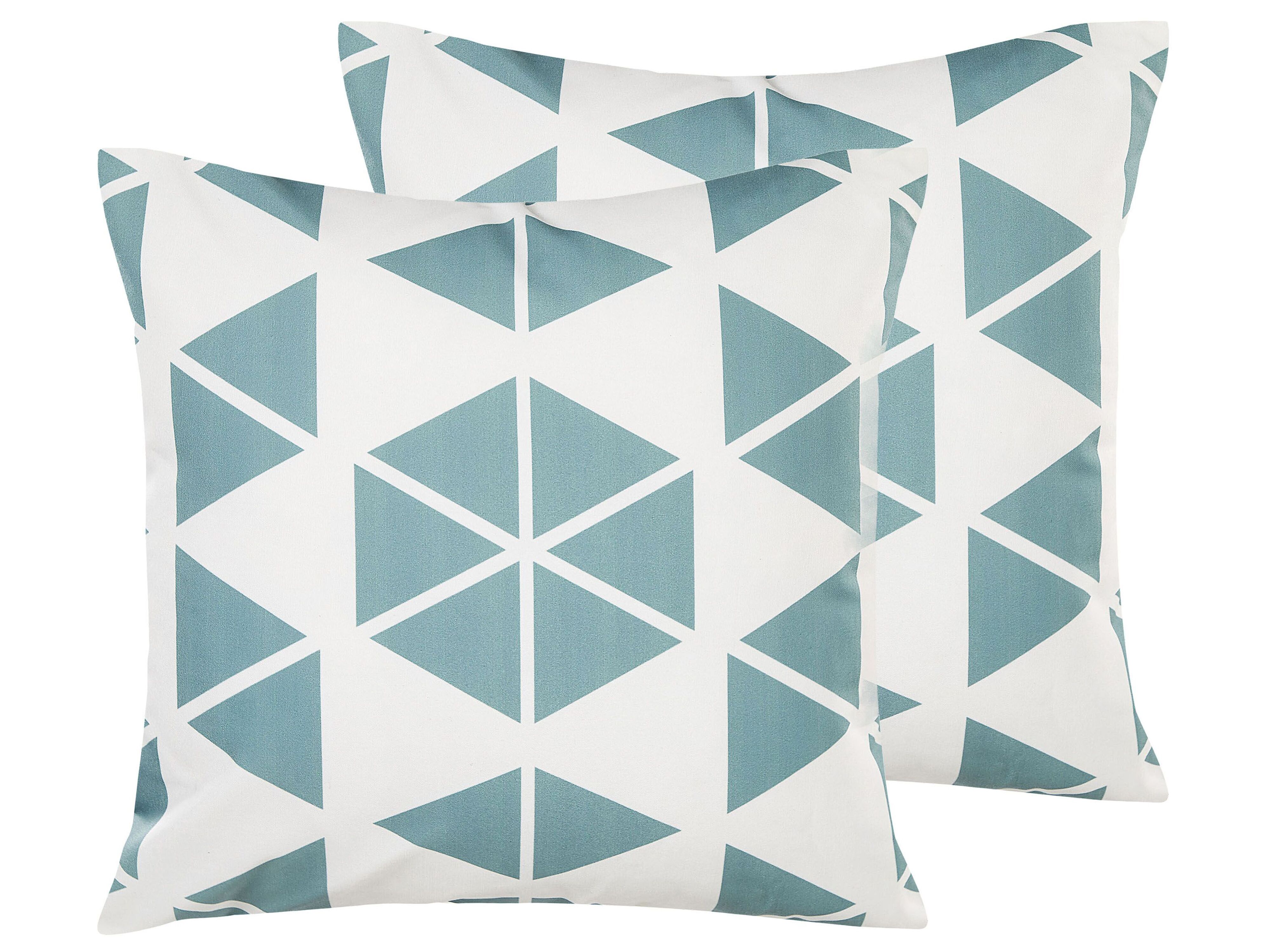 Set of 2 Outdoor Cushions RIGOSA Geometric Pattern 45 x 45 cm Light Blue