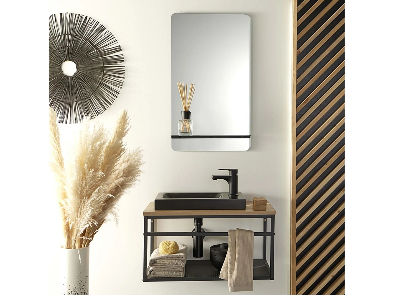 Ensemble lave-mains WILO grande largeur avec miroir 60cm