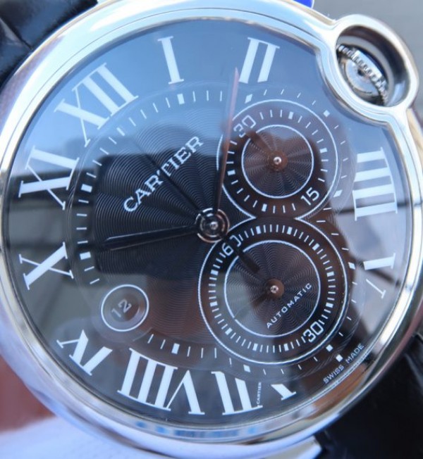 Replica Cartier Ballon Bleu De Cartier Chrono SS Black Dial A8101 - Top club