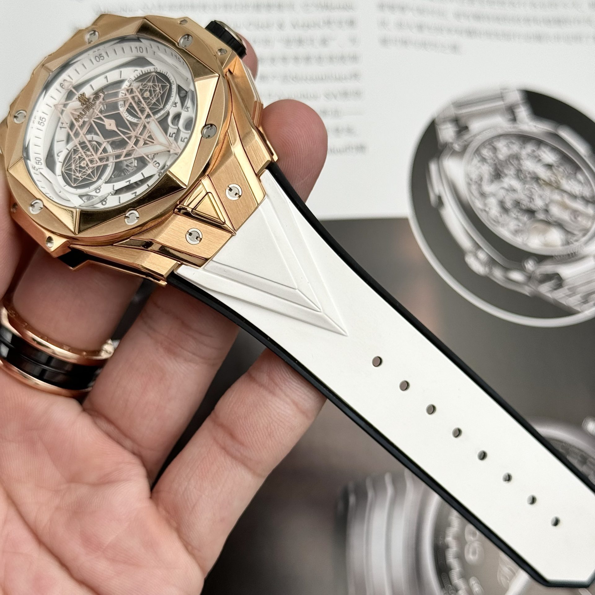 Hublot Best Replica Watch Big Bang Sang Bleu II King Gold White Dial BBF 45mm - Top club