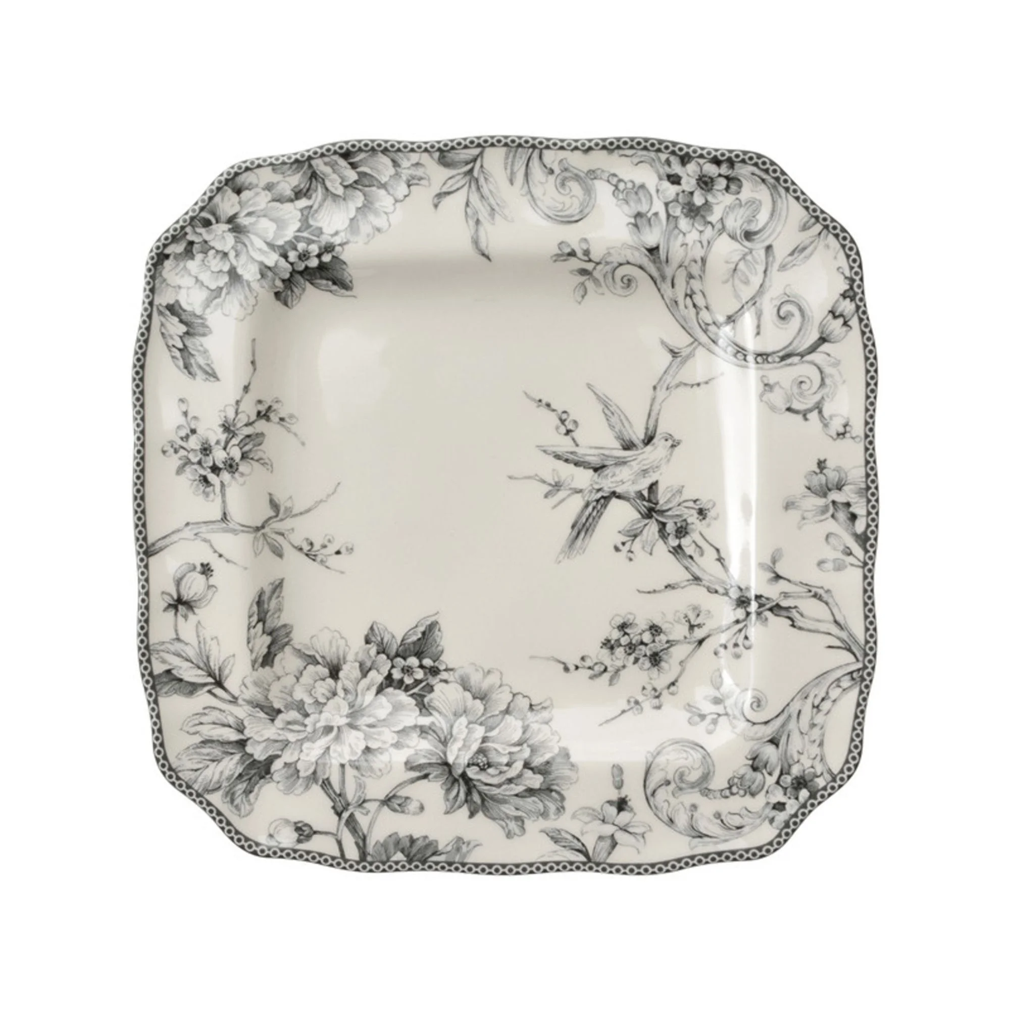 222 Fifth Adelaide Round 16-Piece Porcelain Dinnerware Set, Black Toile - Image 25