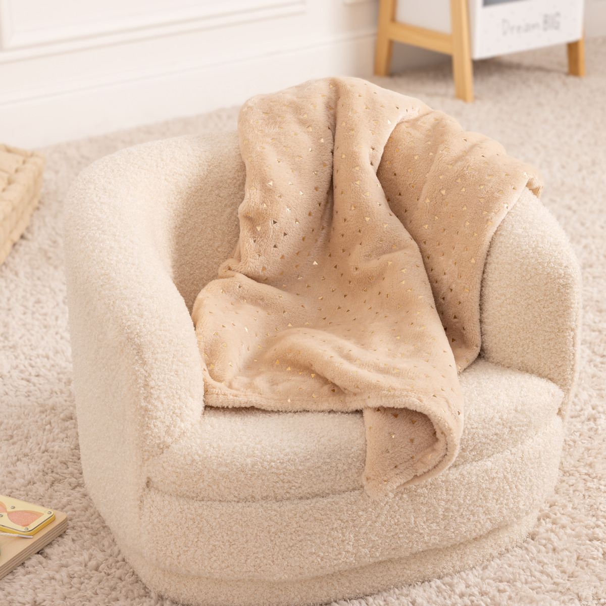 Plaid "Berlingot" flannel Beige, 75x100 cm