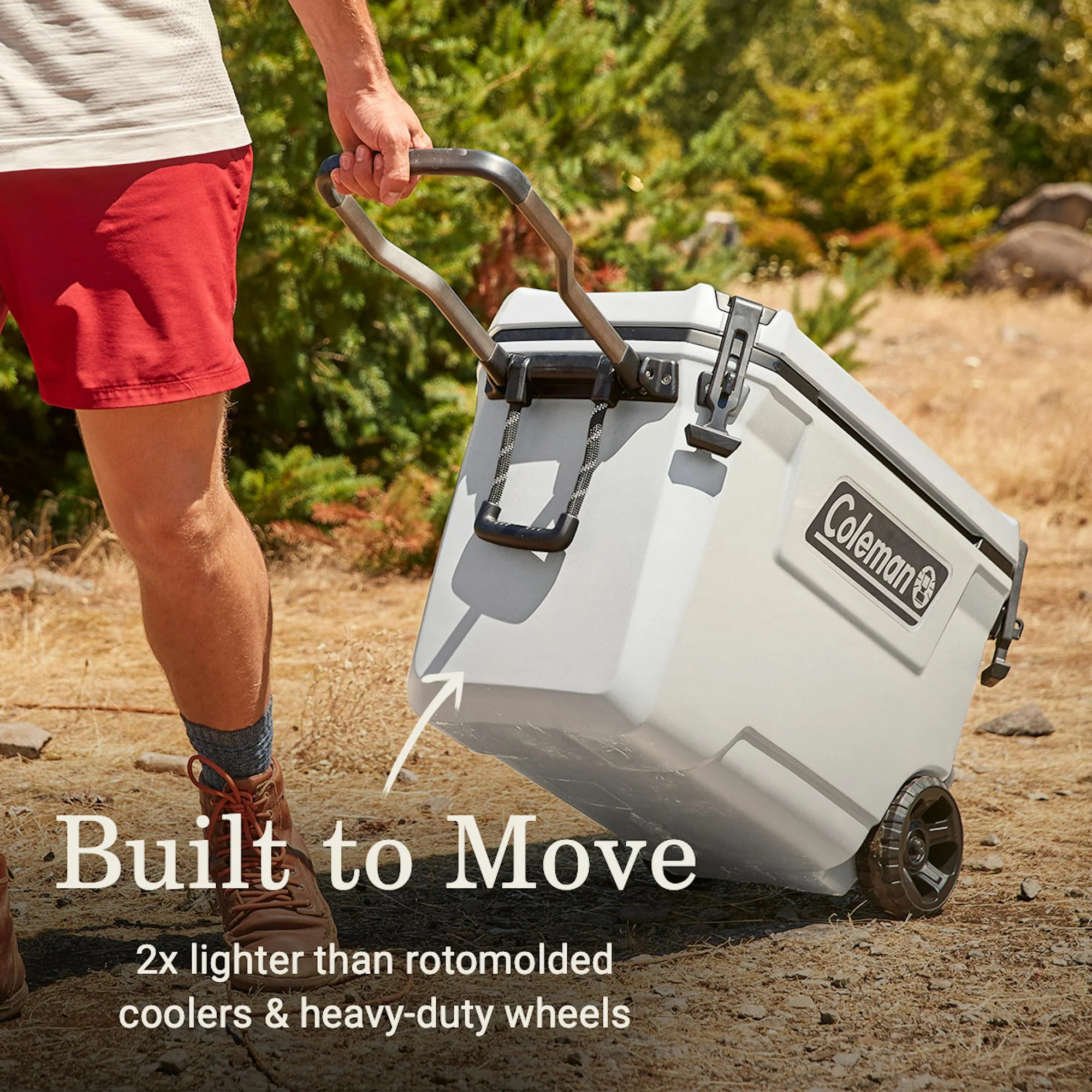 Coleman Convoy Series 65-Quart Hard Cooler with Wheels, up to 48 Cans, Brown Walnut Color - Image 16
