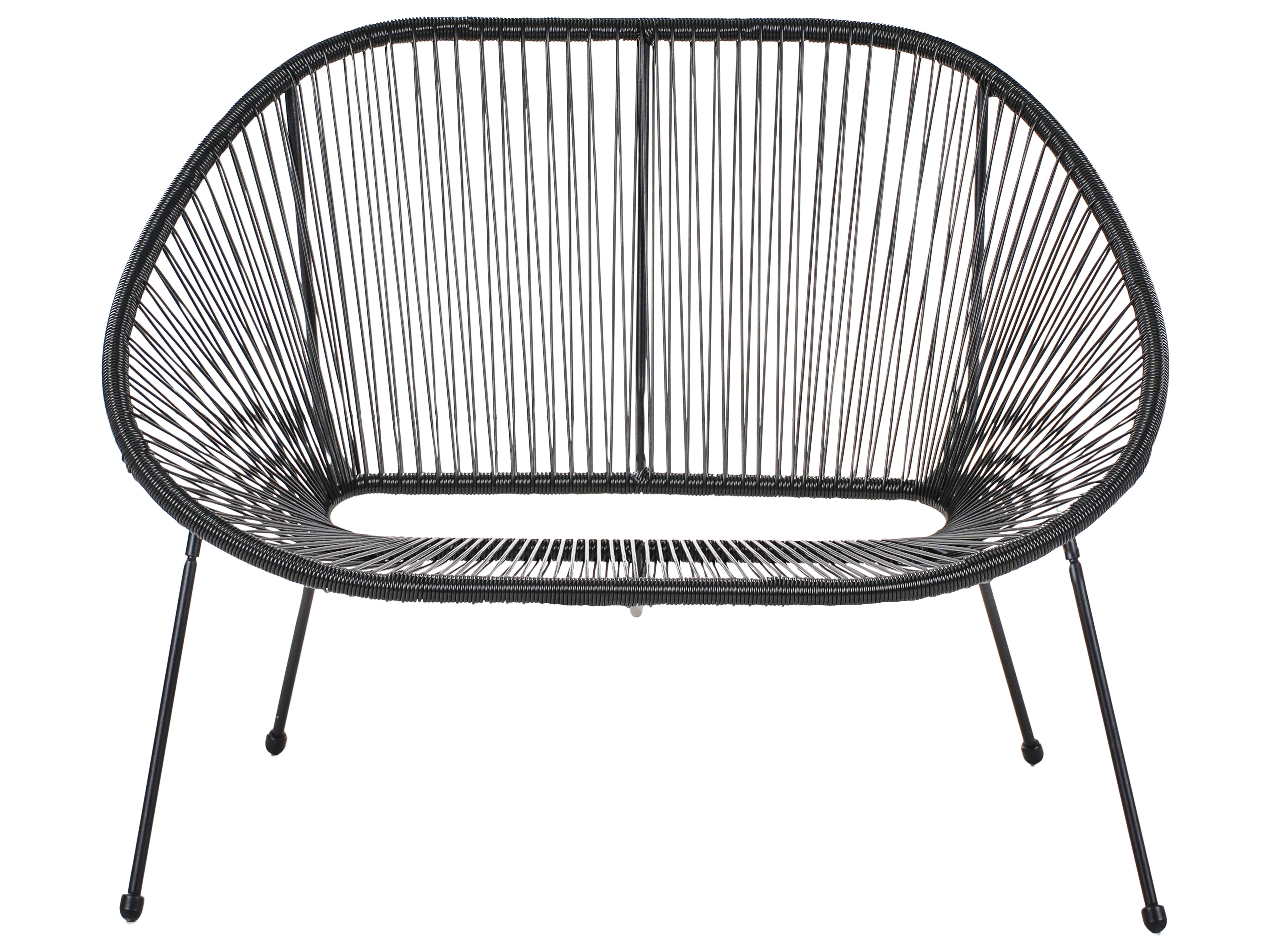 Garden Bench ACAPULCO II 113 cm PE Rattan Black