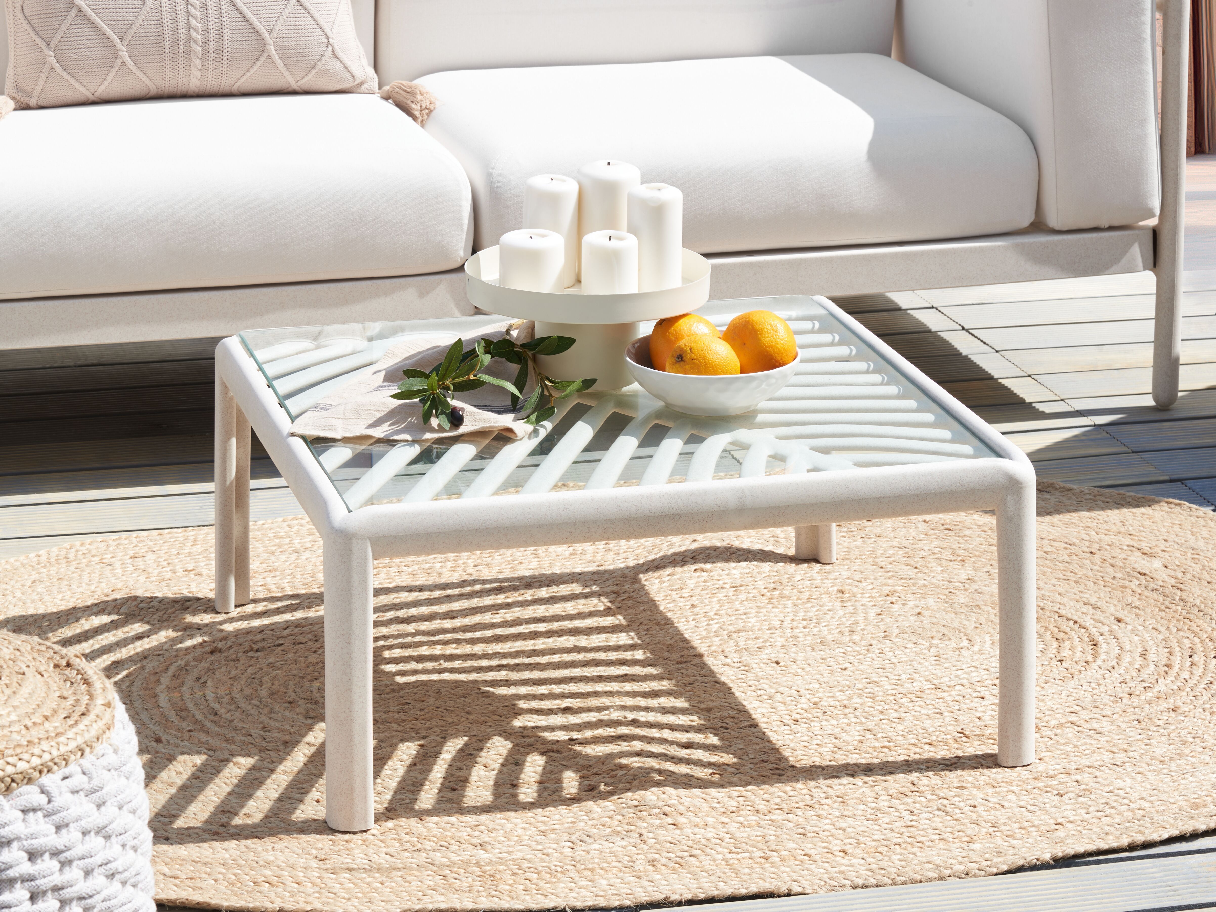 Garden Coffee Table FERRETTI 69 cm 69 cm Light Beige