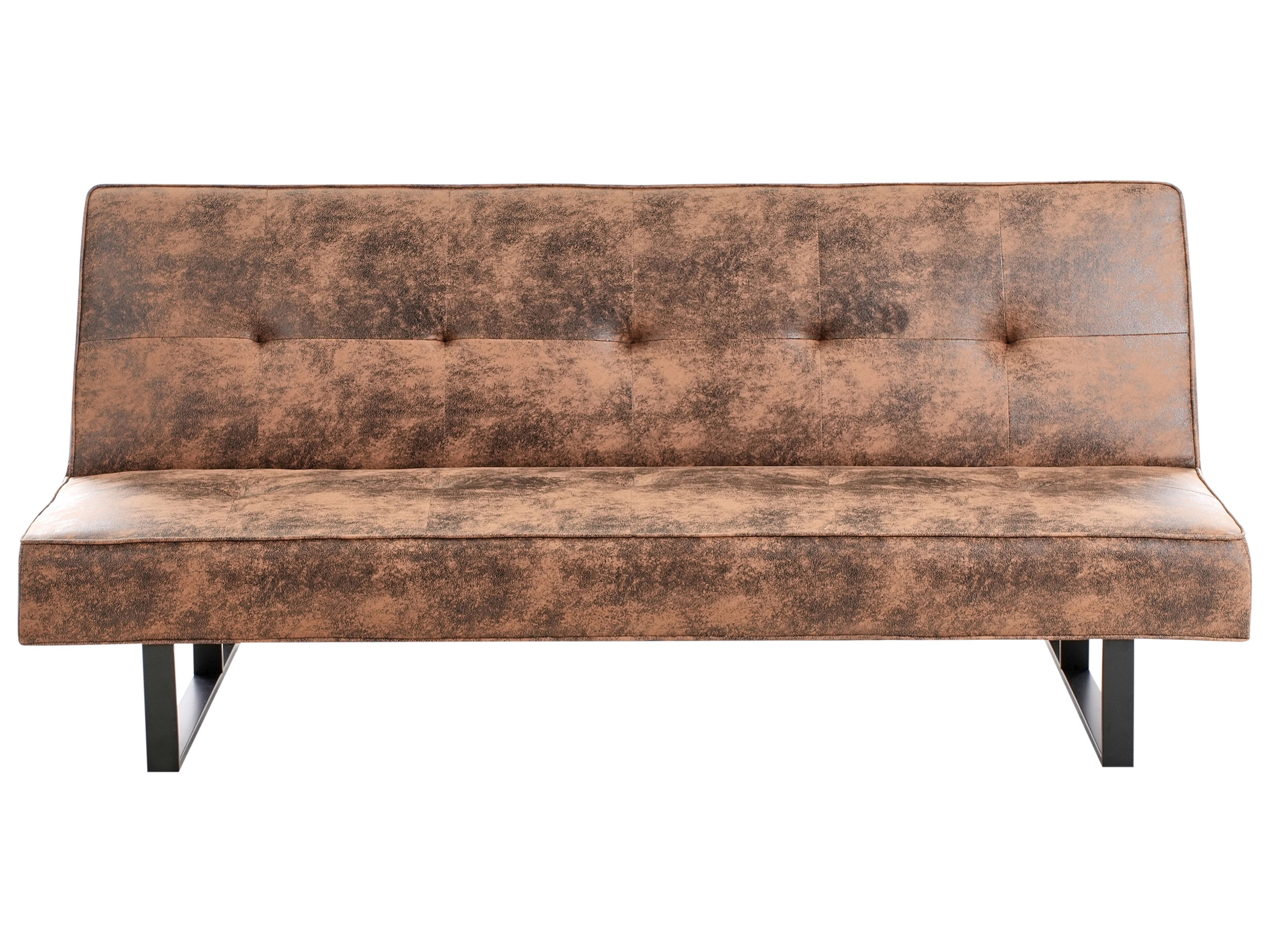 Sofa Bed 3 Seater DERBY Faux Leather Golden Brown