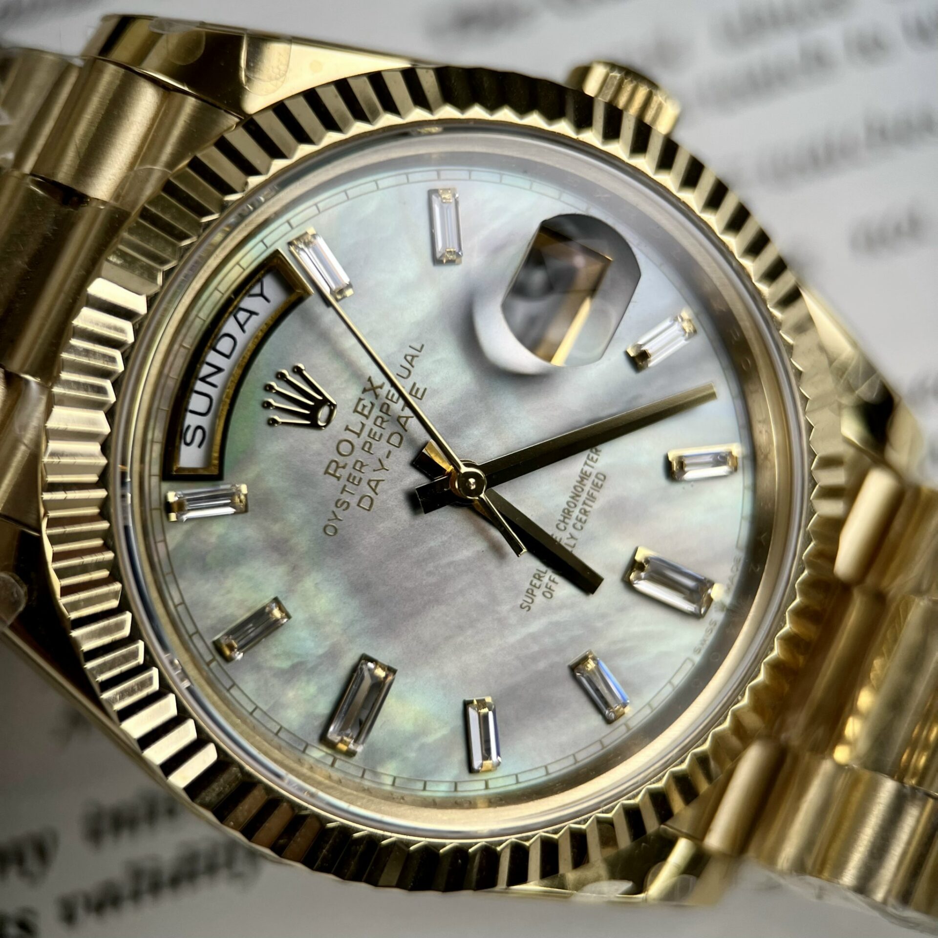 Rolex Day-Date Clone Watch Mother Of Pearl Dial TW Factory 40mm - Elite Watch Atelier