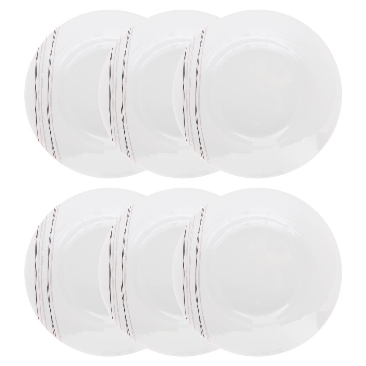 Set of 6 soup plates "Lignes" D.20.2 cm, White