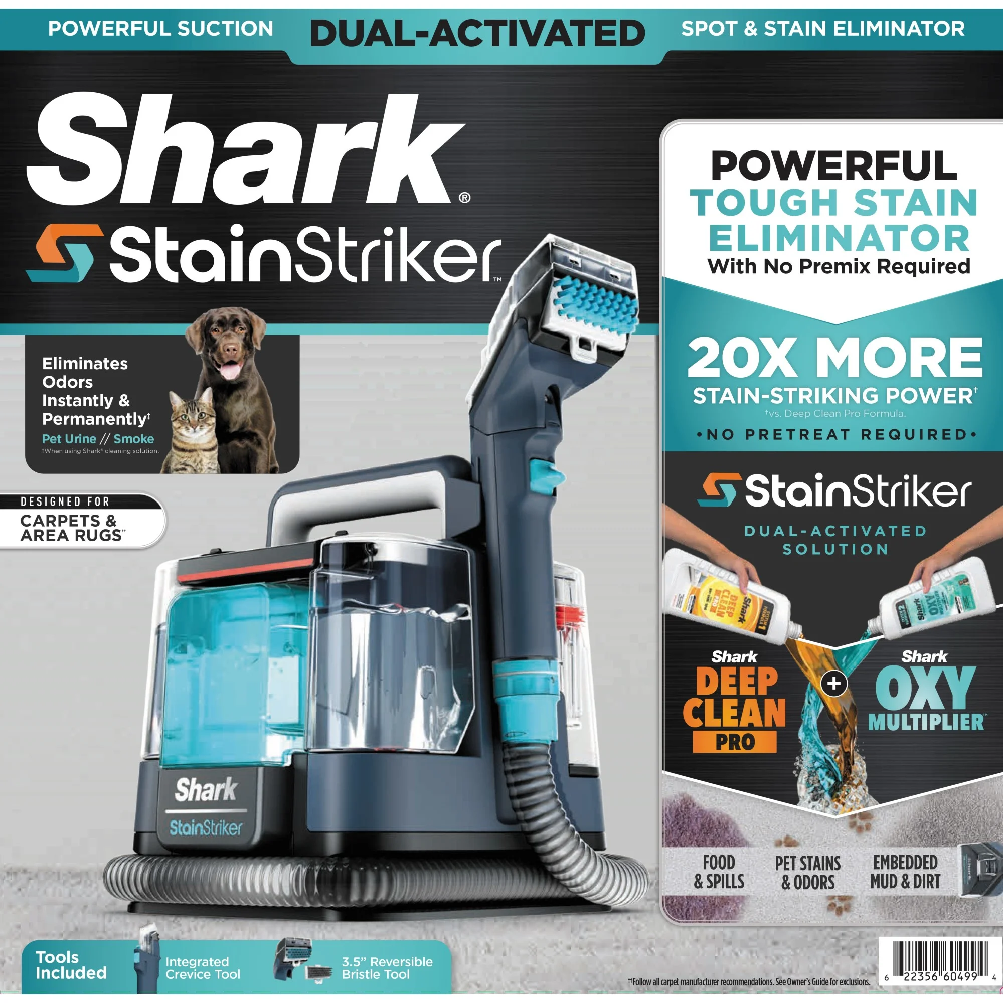 Shark StainStriker Carpet and Upholstery Cleaner, Portable with 2 Tools, 6oz Deep Clean Pro Formula and 12oz OXY Multiplier Formula, PX200 Navy/White - Image 11