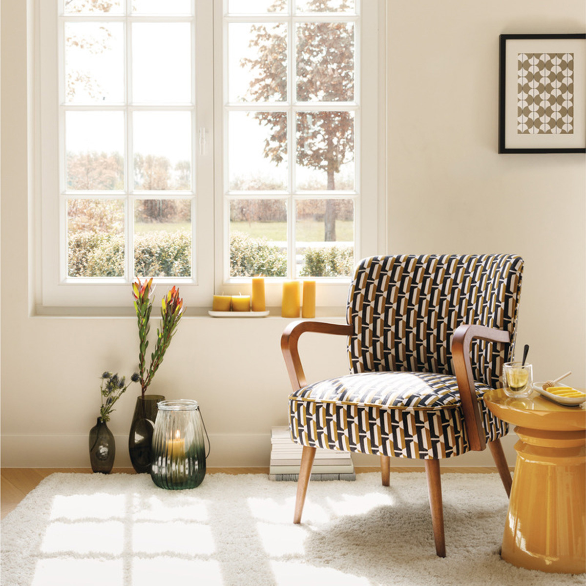 Armchair "Chiara" Beige and Black