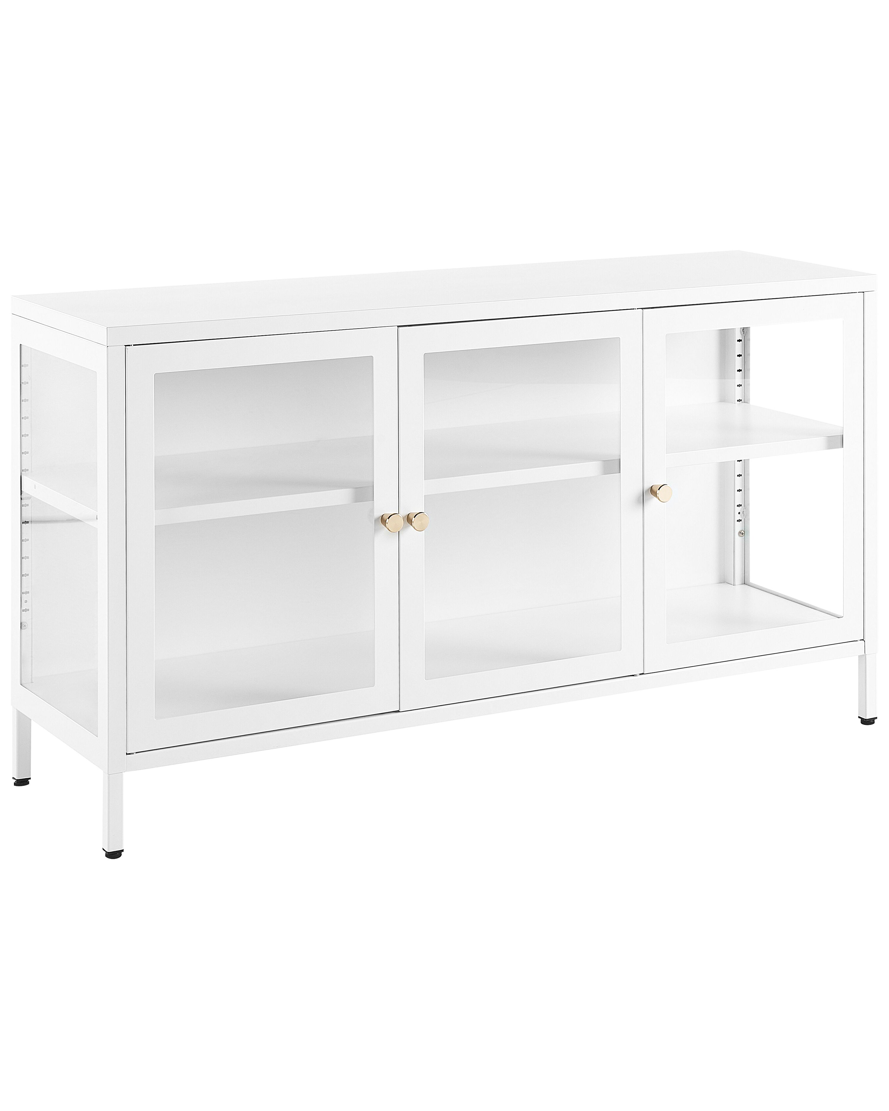 Glass Display Sideboard NEWPORT Metal 115 cm White