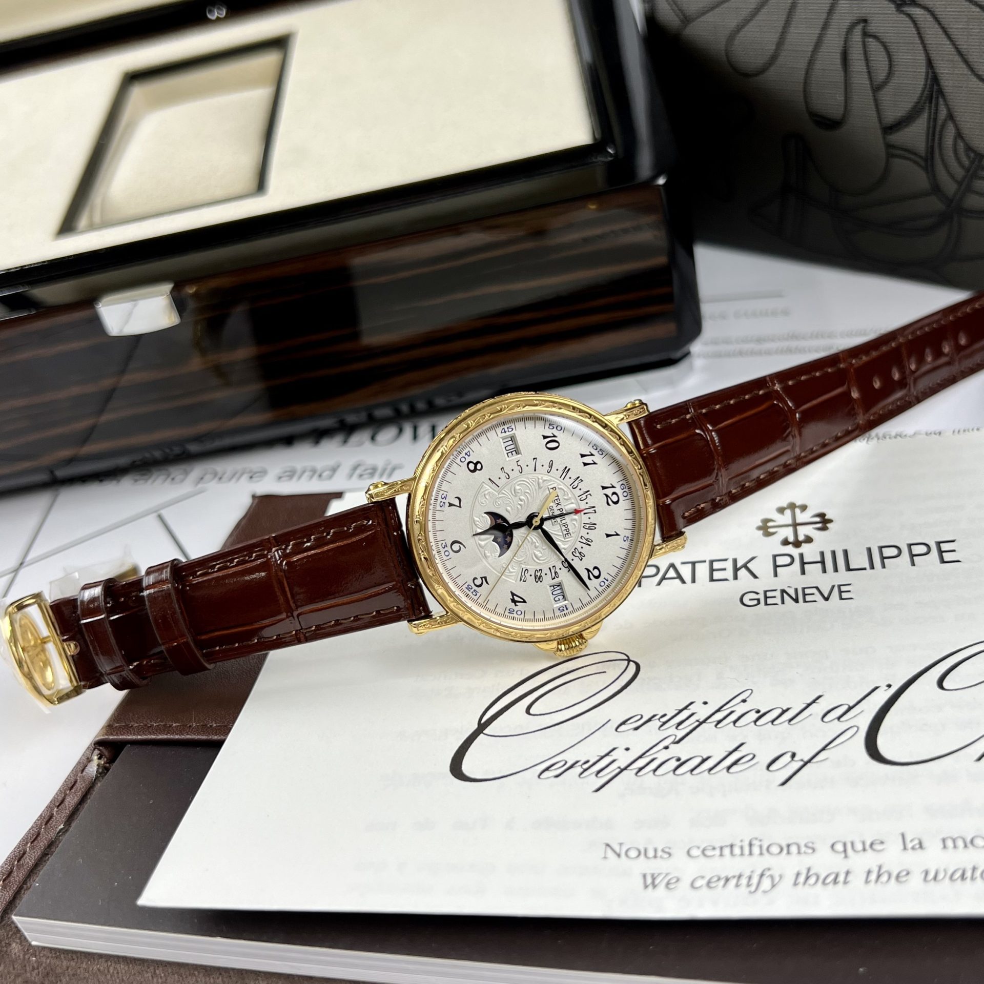 Patek Philippe Replica Watch Grand Complications 5160R Leather Strap 38mm - Elite Watch Atelier