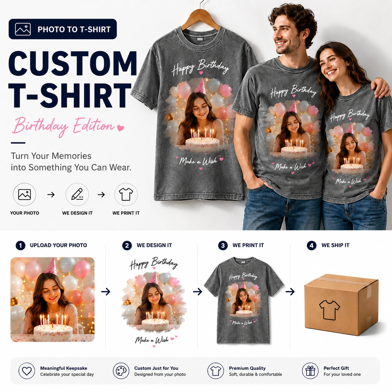 Birthday Edition | Custom Vintage Wash Birthday Photo T-Shirt