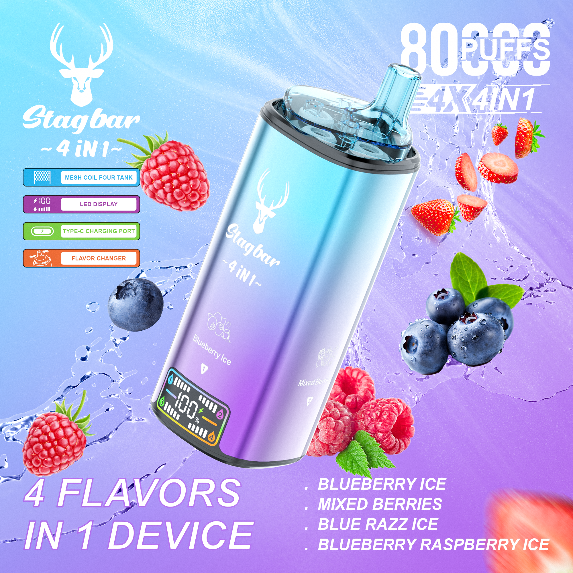 STAG BAR 4 IN 1 80000 Puffs Disposable Vape (10 Pack)