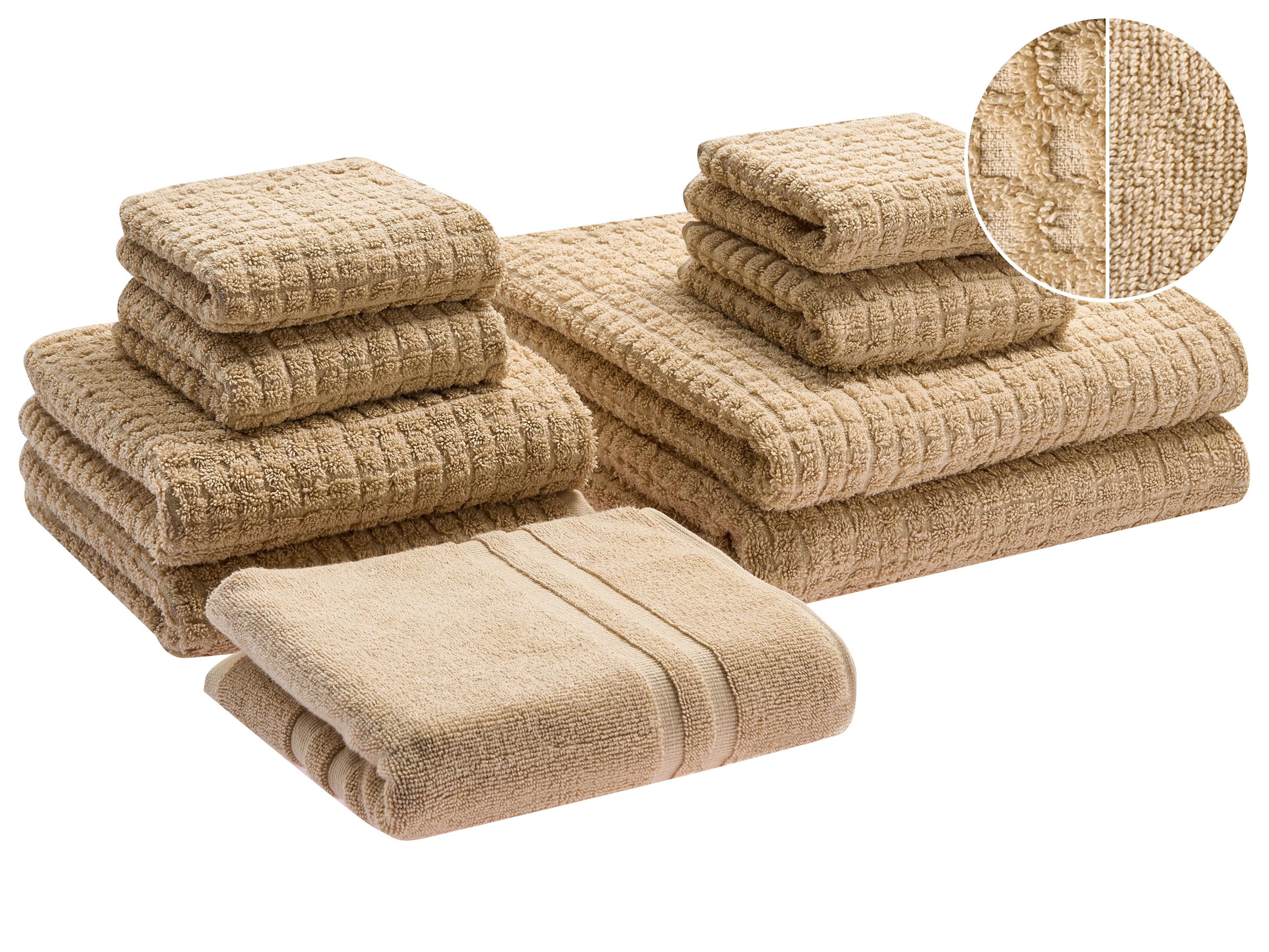 Set of 9 Towels ATAI Cotton Sand Beige
