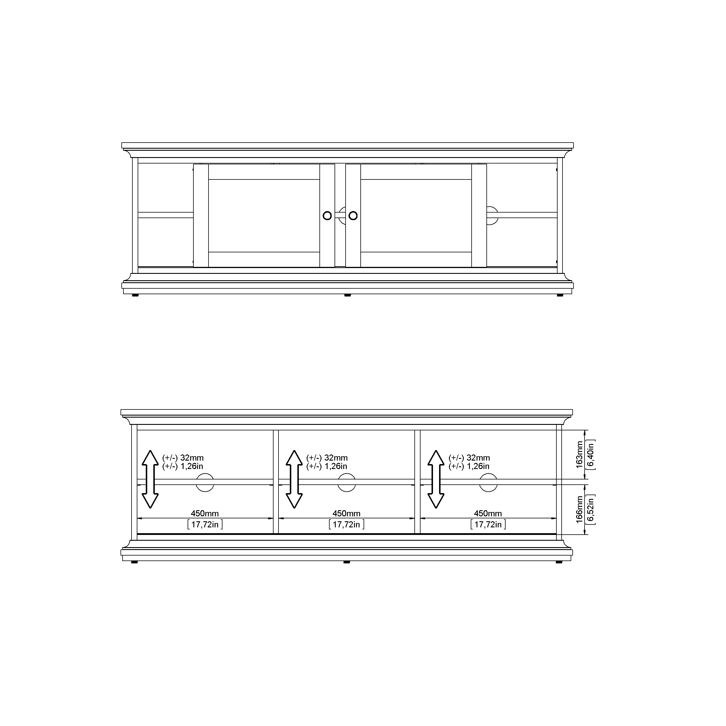 Tvilum Maison Park 2 Sliding Door TV Stand with 6 Shelves, White