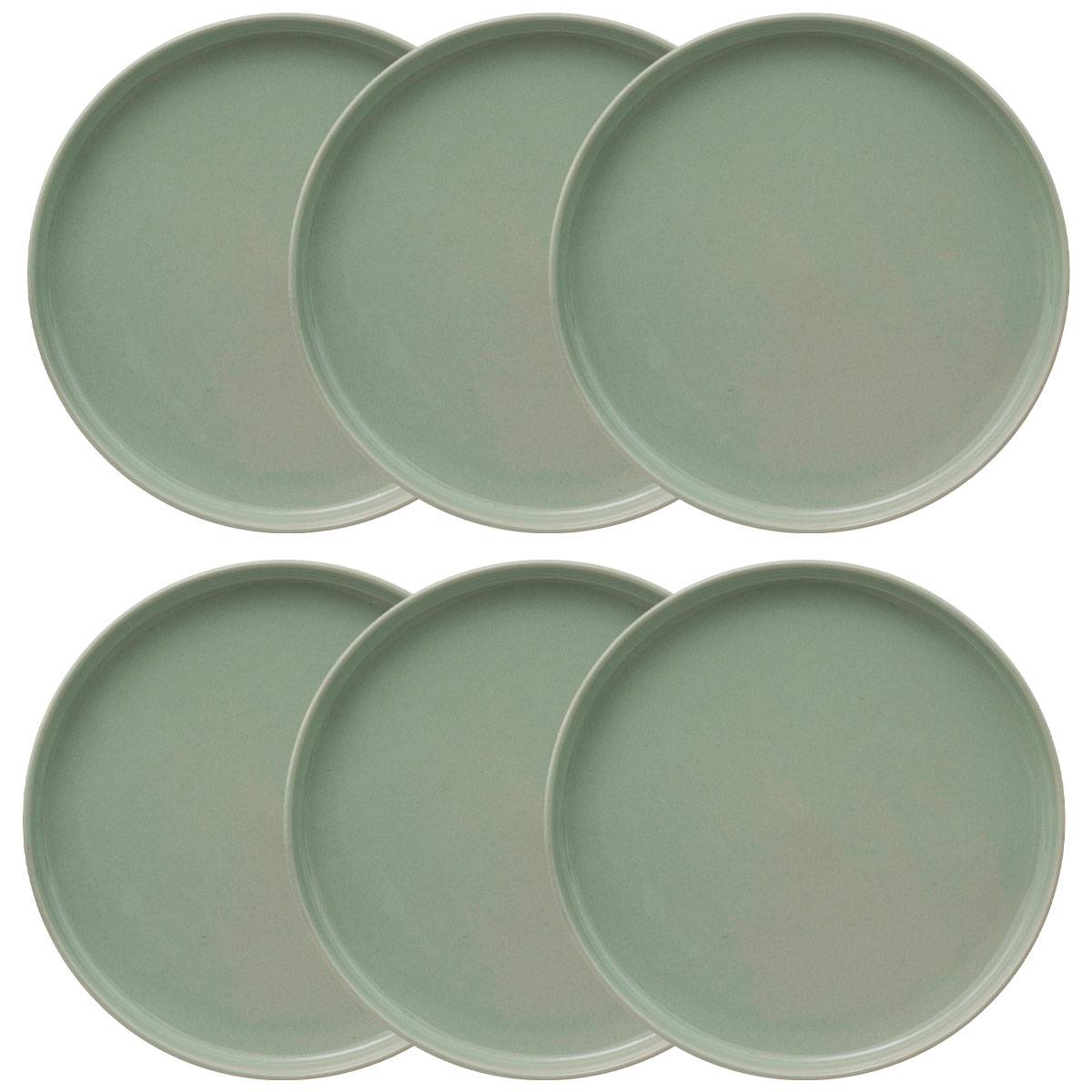Set of 6 dessert plates Stoneware (ceramic), D.20 cm, Light green