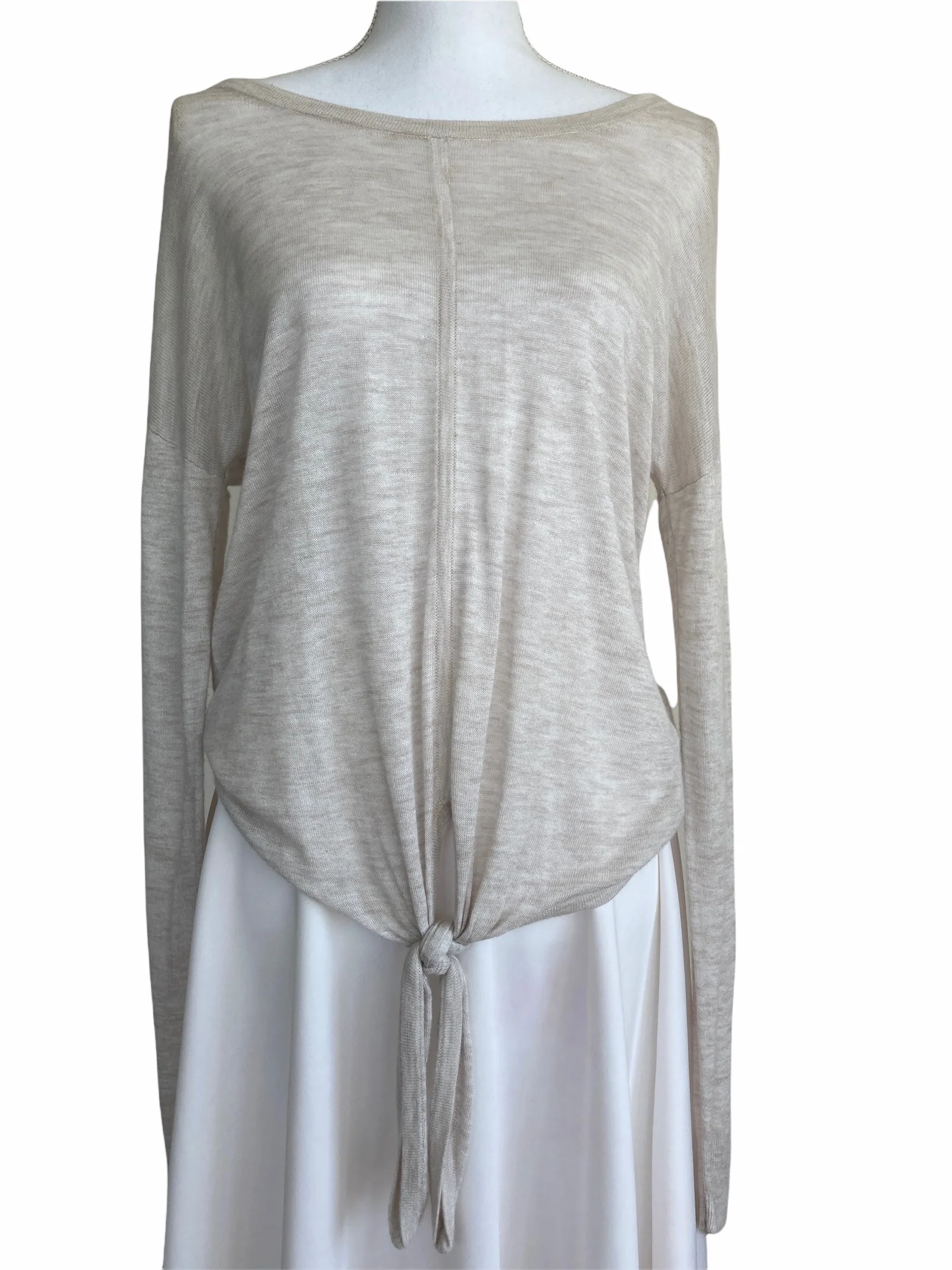 Madewell Oatmeal Front Tie Sweater, S