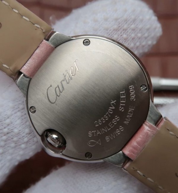 Replica Cartier Ballon Bleu Ladies 28MM White Dial Pink Leather Strap Ronda Quartz - Top club