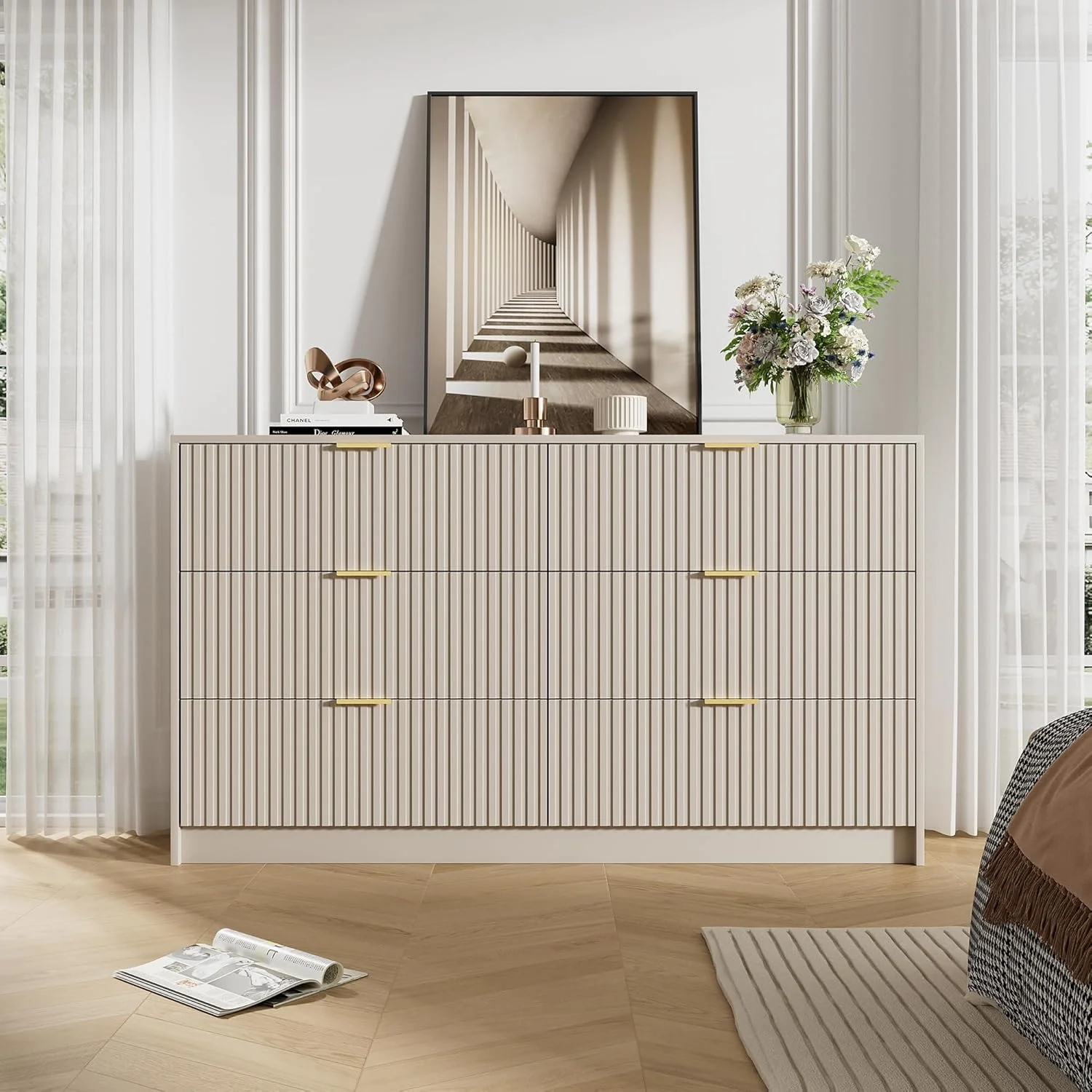 Furniway Black Dresser for Bedroom, 8 Drawer Double Dresser, Modern Chest of Drawers for Bedroom, Living Room, Entryway and Closet, 55" L x 15.7" D x 37.4" H - Image 31